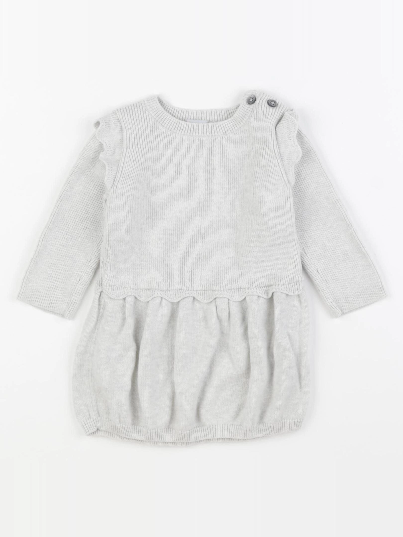 Petit Bateau - robe gris - 6 mois