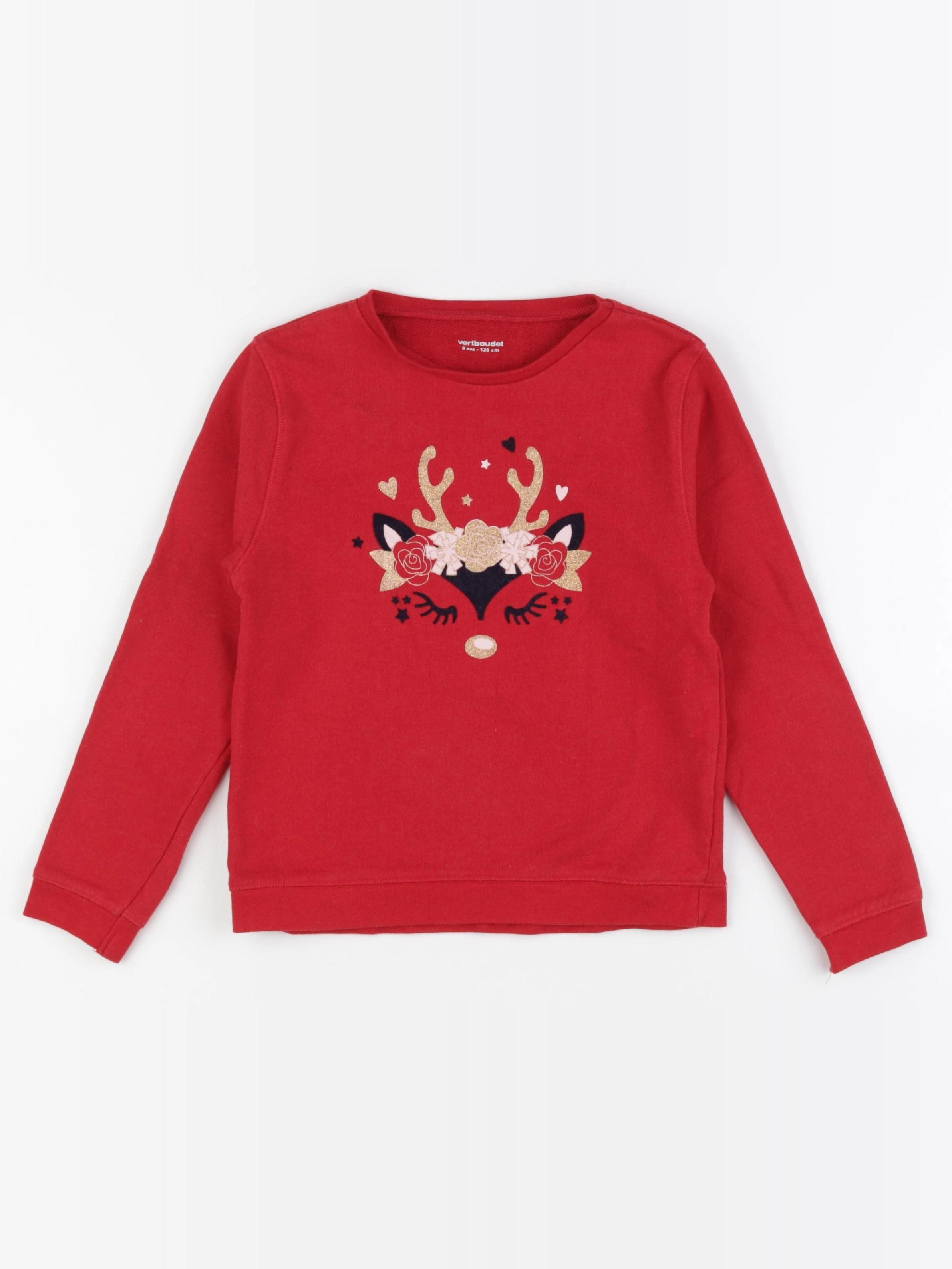 Vertbaudet - sweat rouge - 8 ans