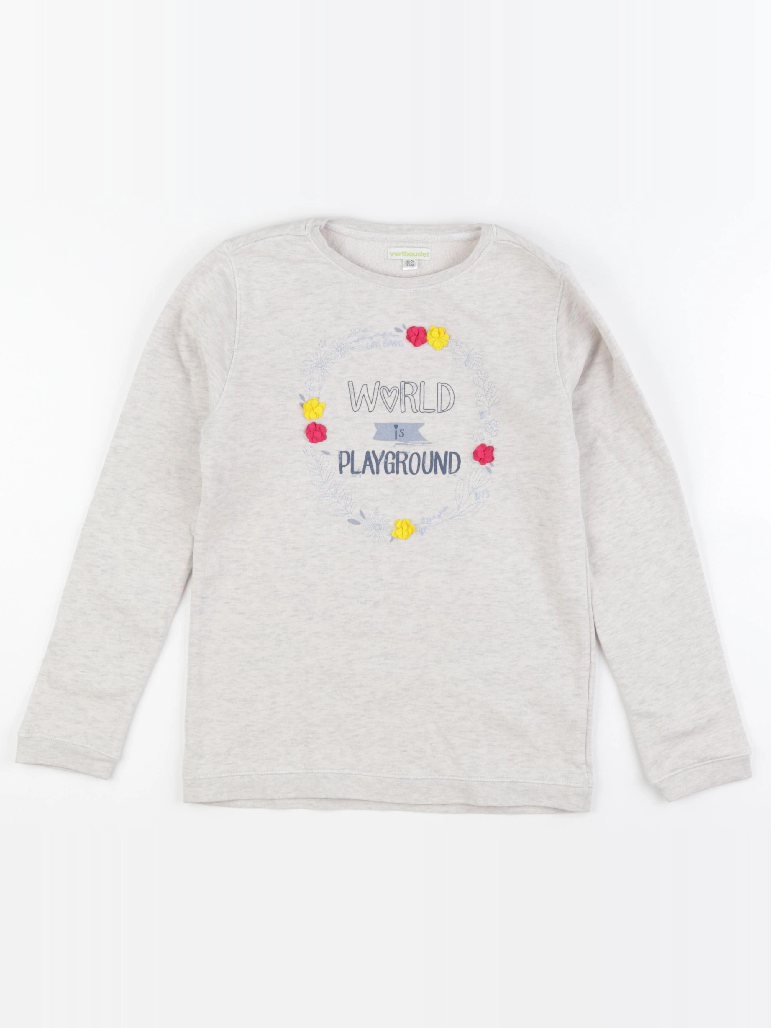 Vertbaudet - sweat gris - 10 ans