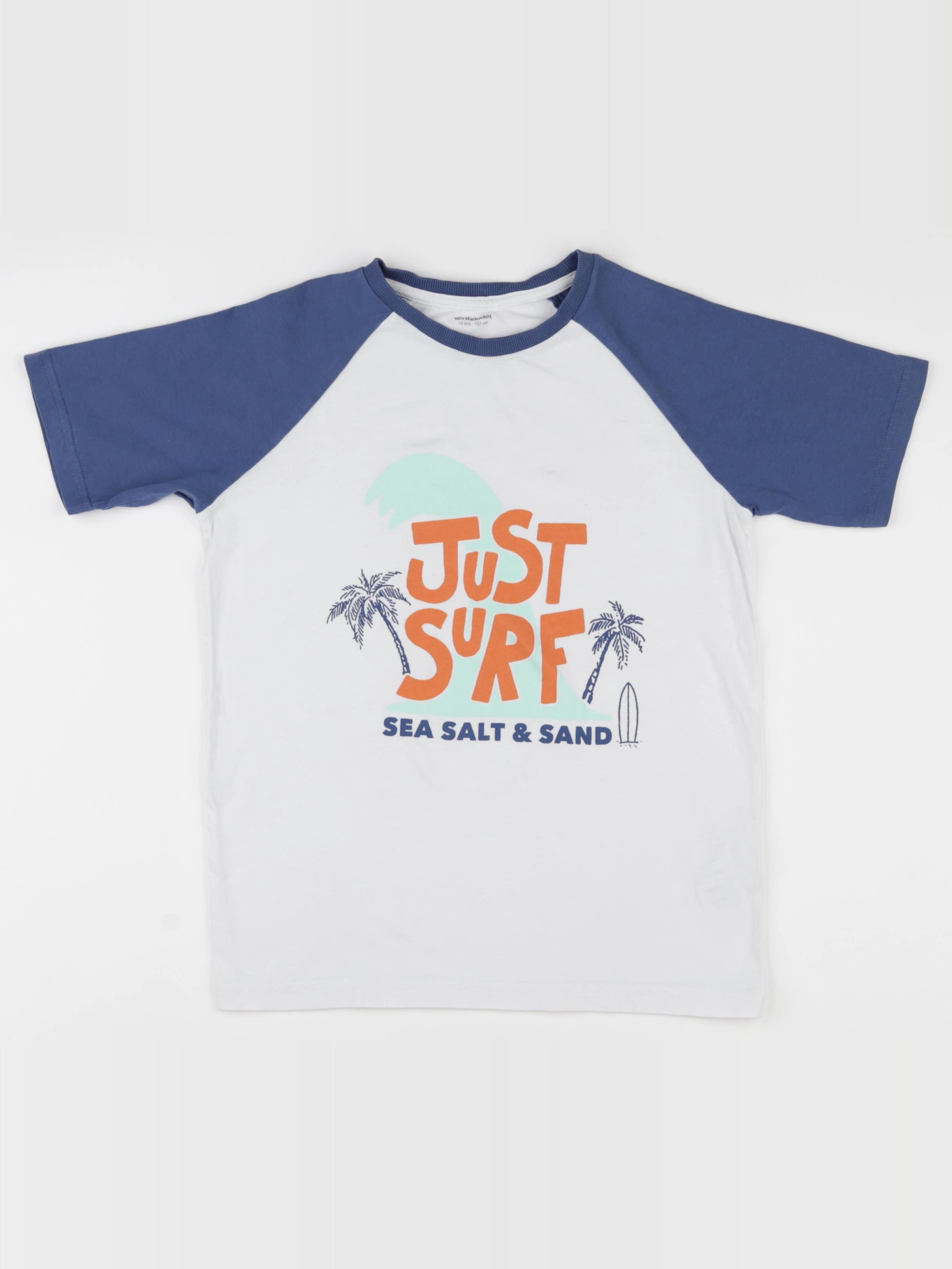 Vertbaudet - tee-shirt blanc, bleu - 12 ans