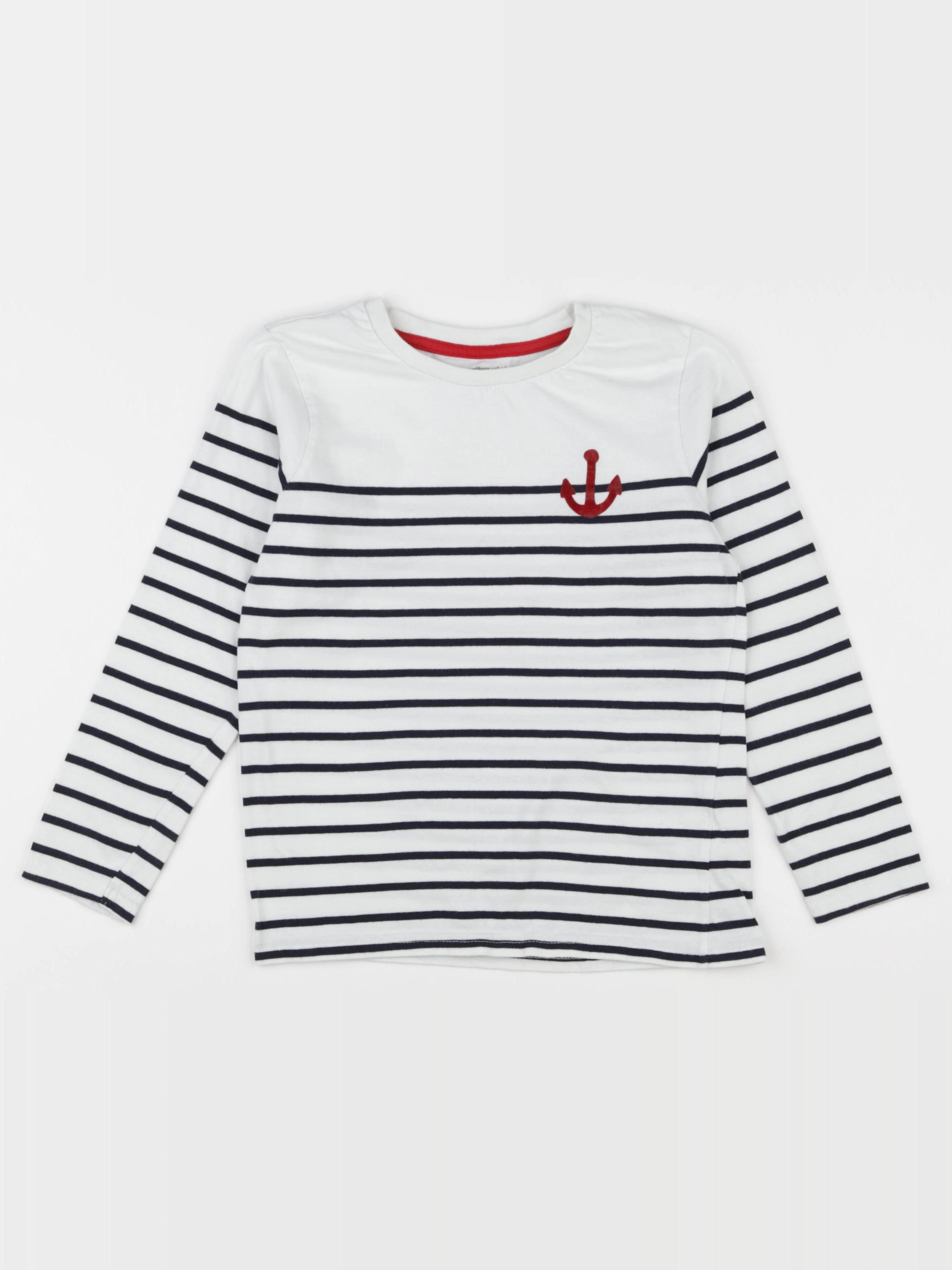 Vertbaudet - tee-shirt blanc, bleu - 8 ans