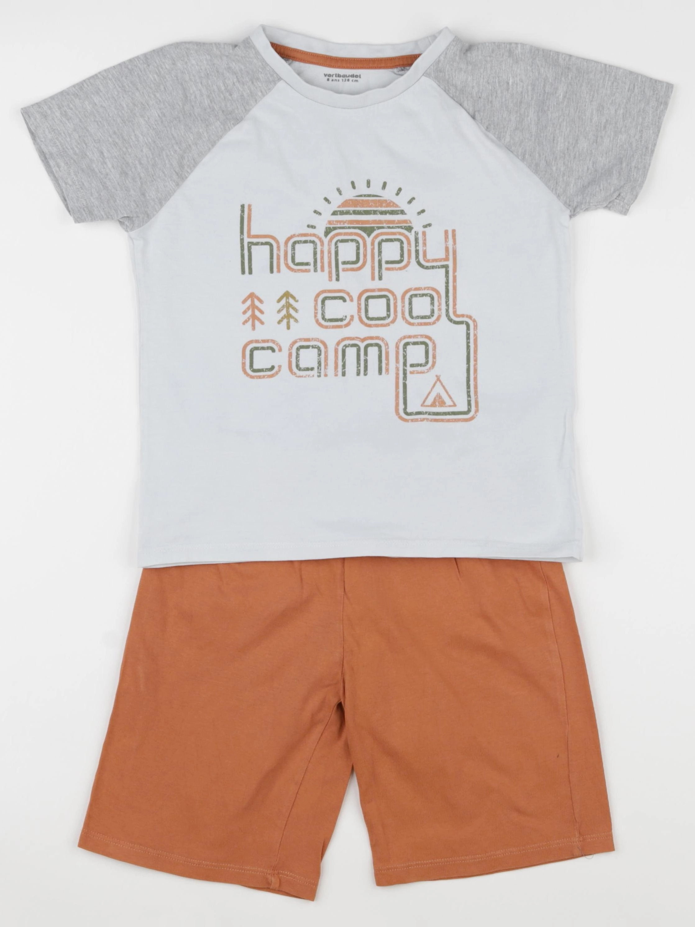 Vertbaudet - pyjama coton orange, gris - 8 ans