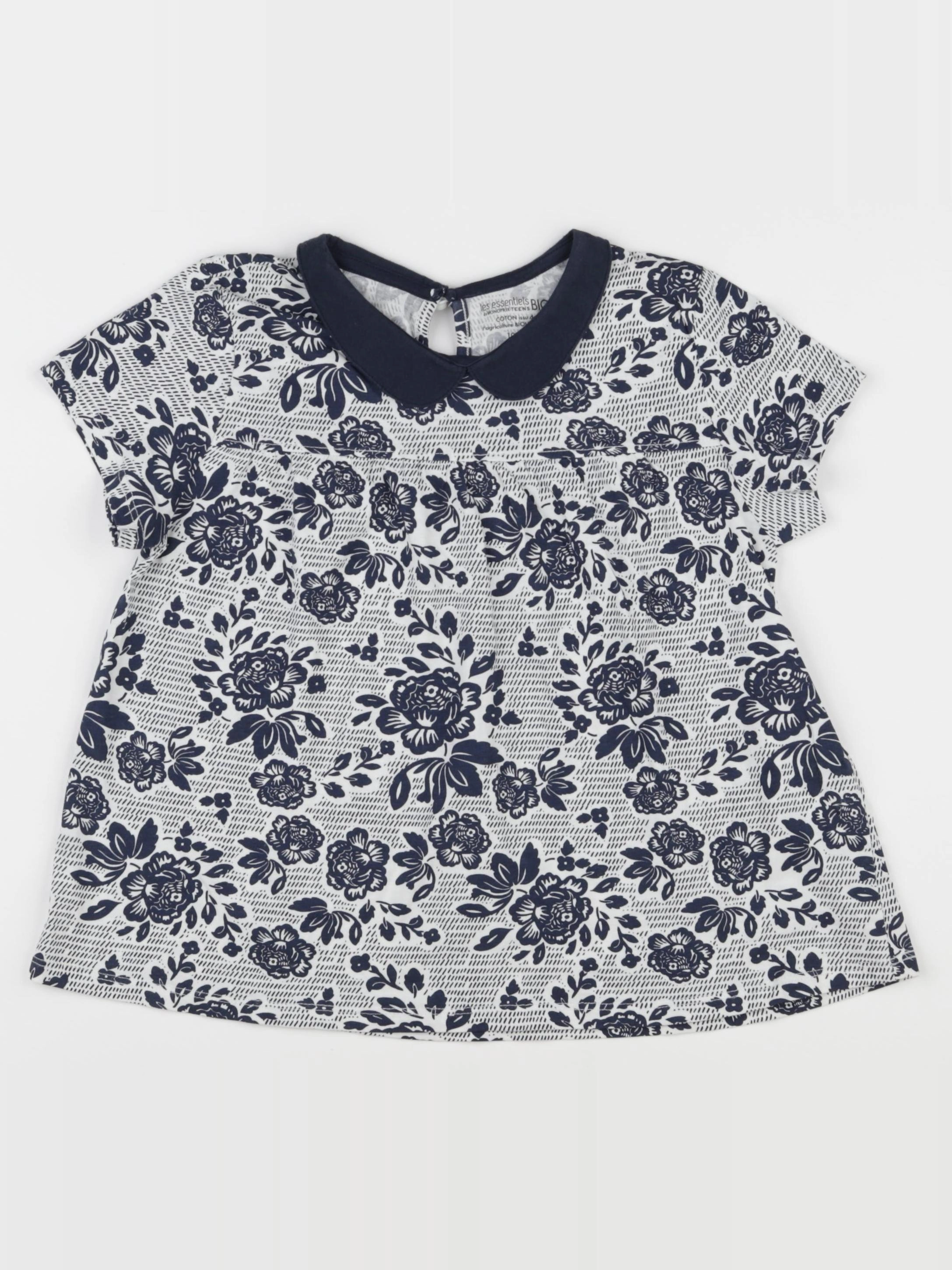 Monoprix - tee-shirt blanc, bleu - 10 ans