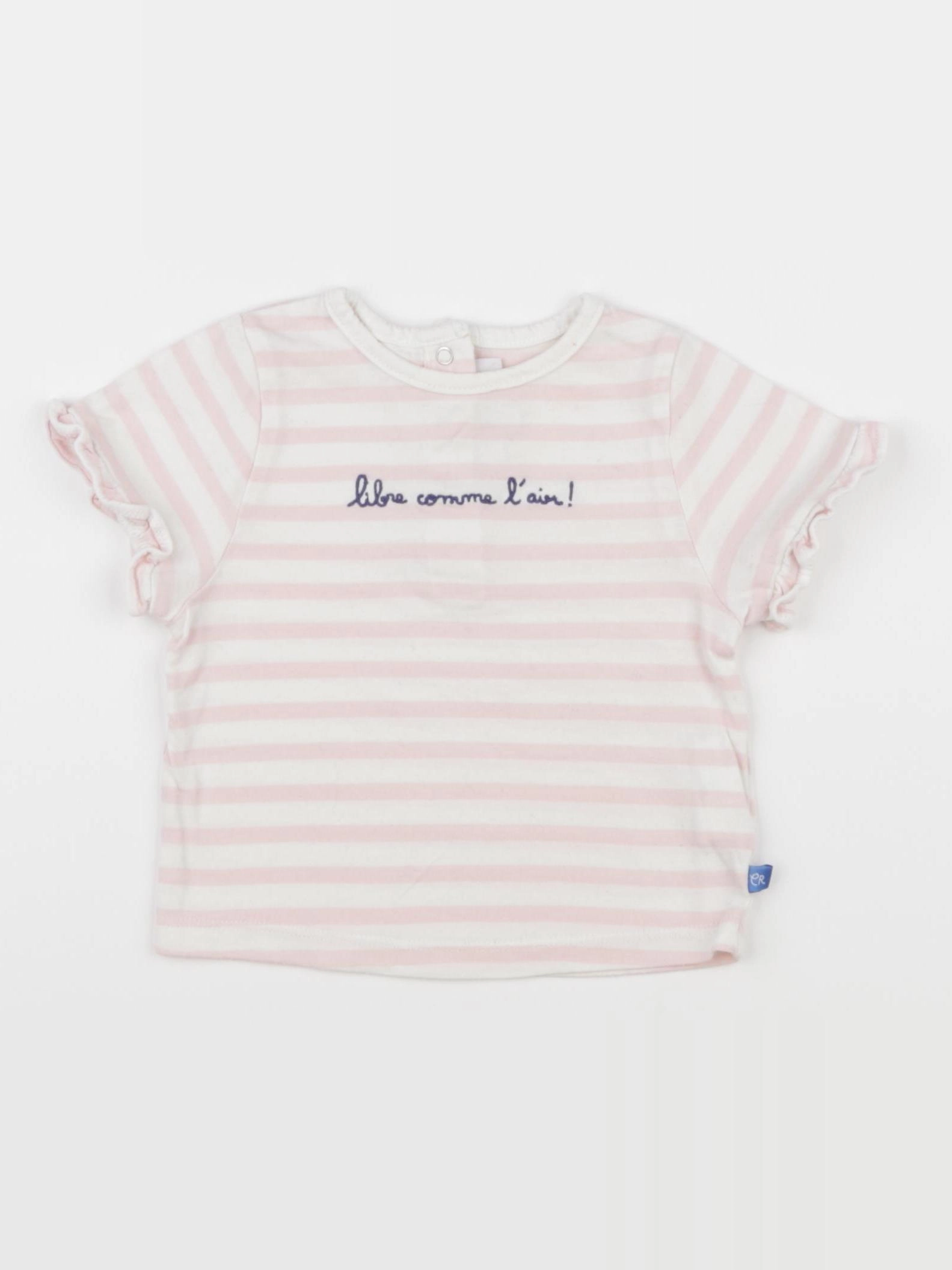 Cadet Rousselle - tee-shirt blanc, rose - 6 mois