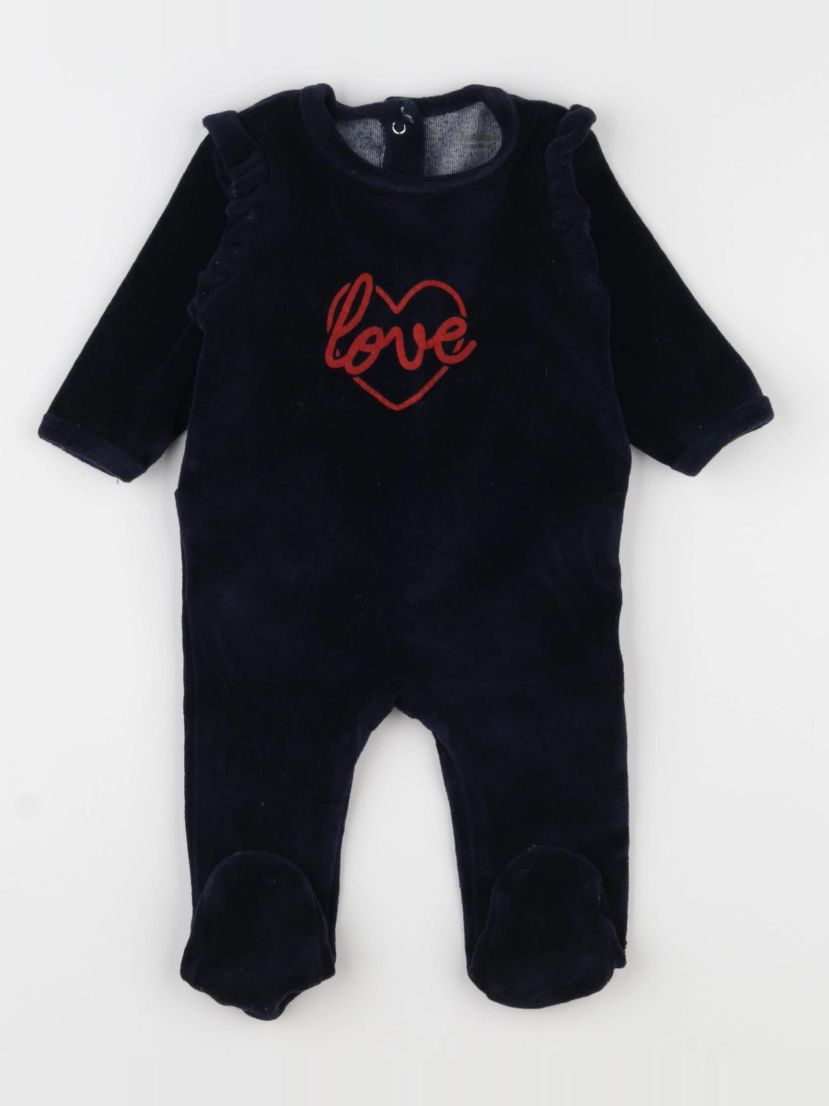 Vertbaudet - pyjama velours bleu - 3 mois