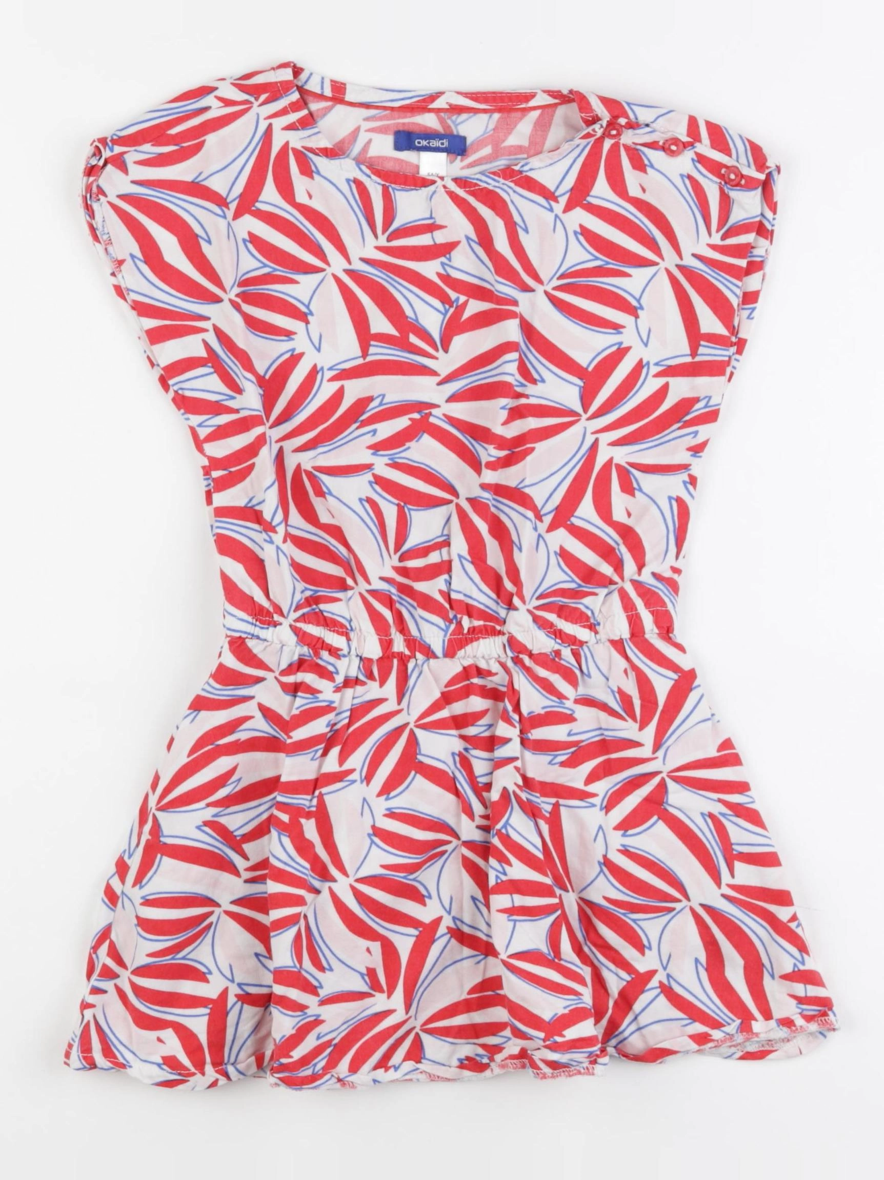 Okaidi - robe blanc, rouge - 5 ans