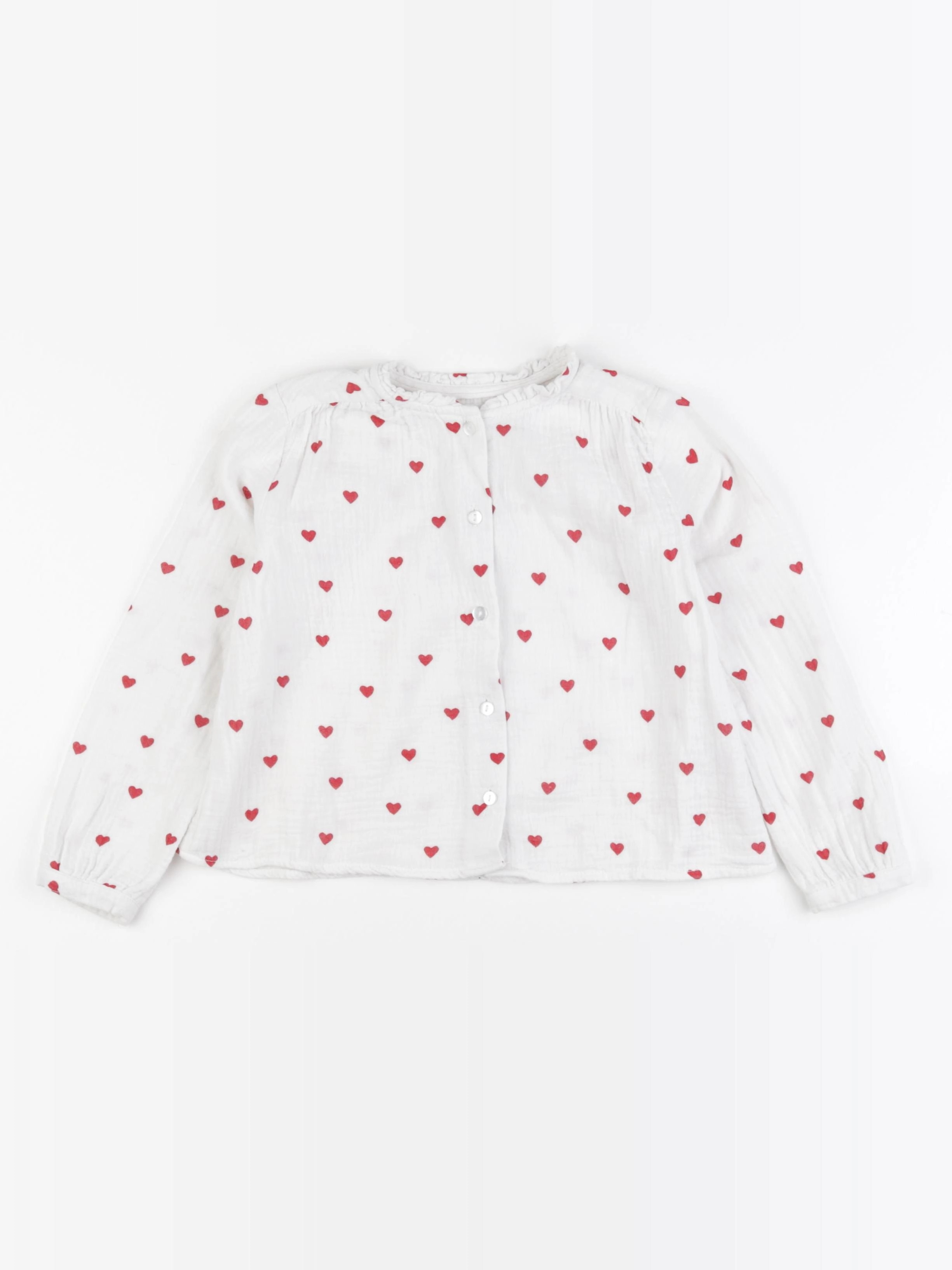 Vertbaudet - blouse blanc, rouge - 5 ans