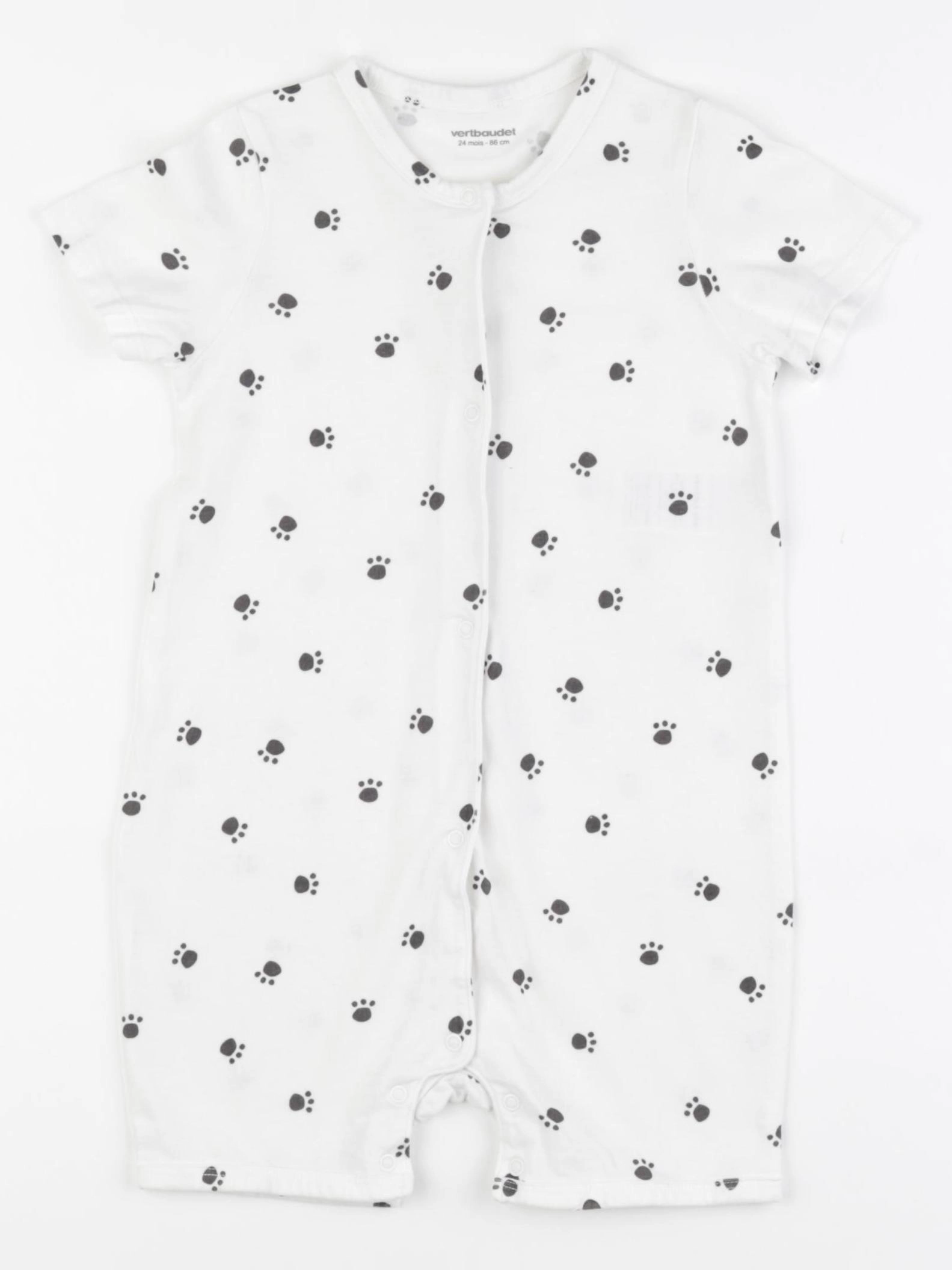Vertbaudet - pyjama coton blanc - 24 mois