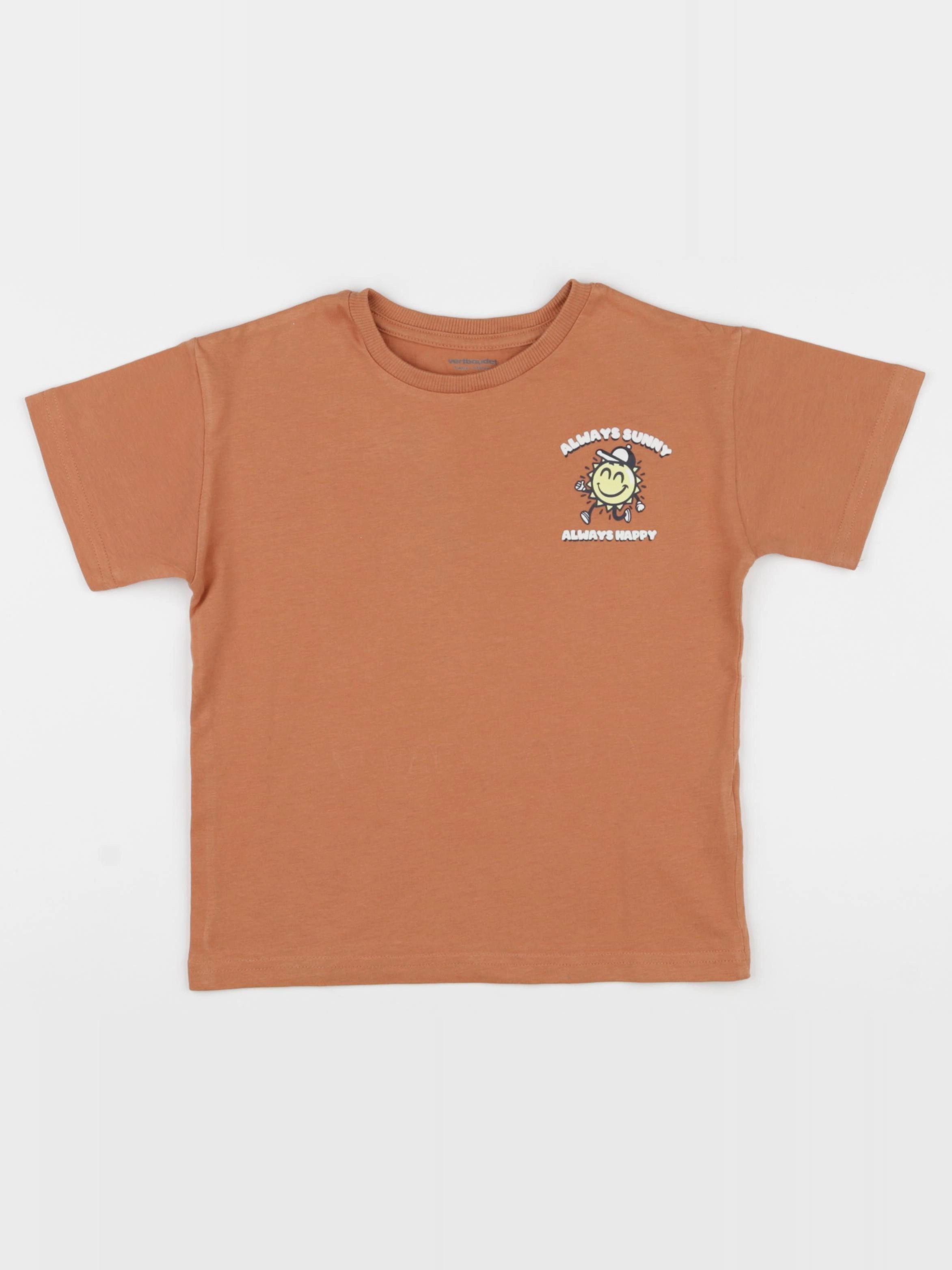 Vertbaudet - tee-shirt imprimé au dos marron - 5 ans