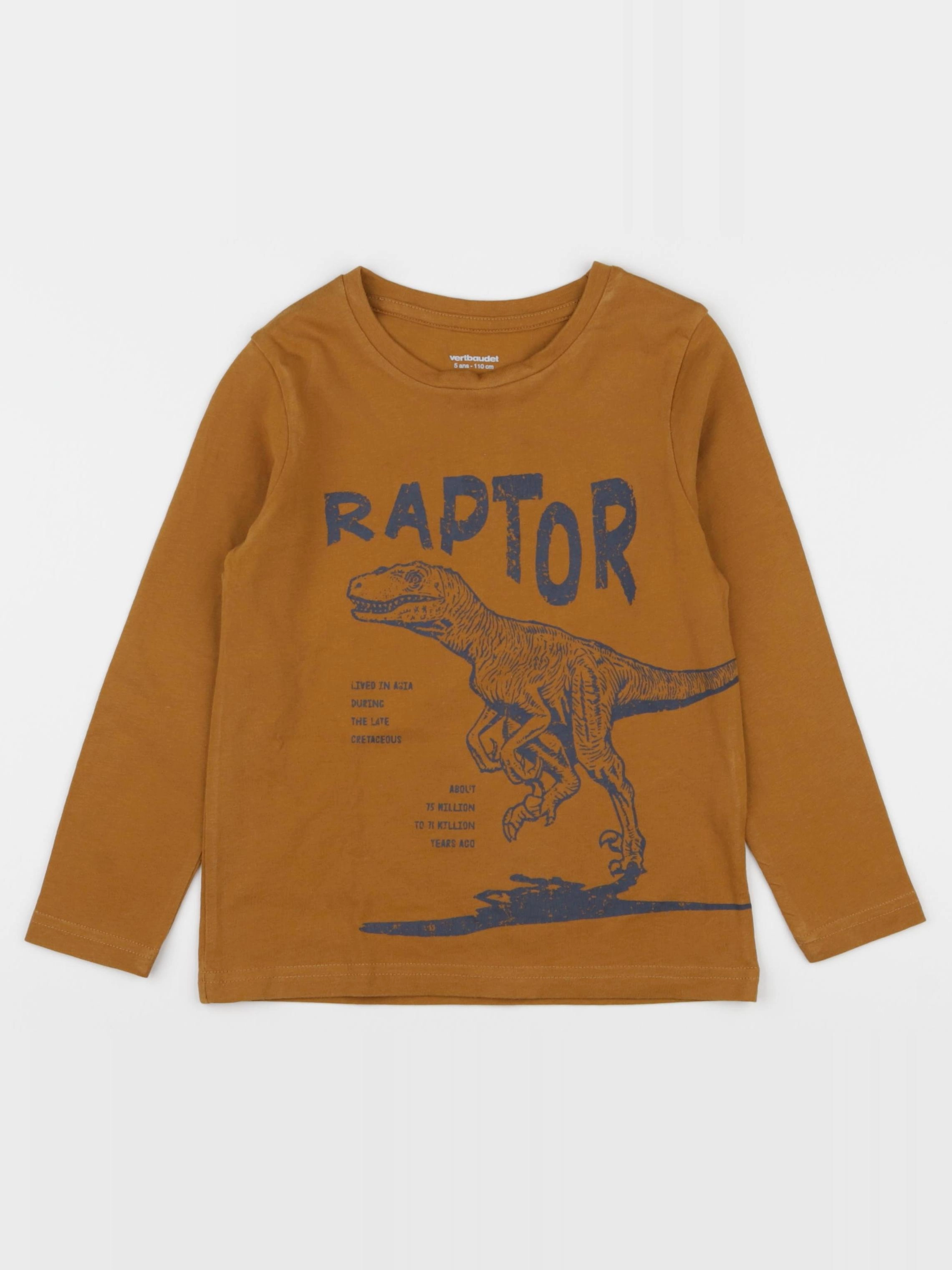 Vertbaudet - tee-shirt imprimé au dos marron - 5 ans