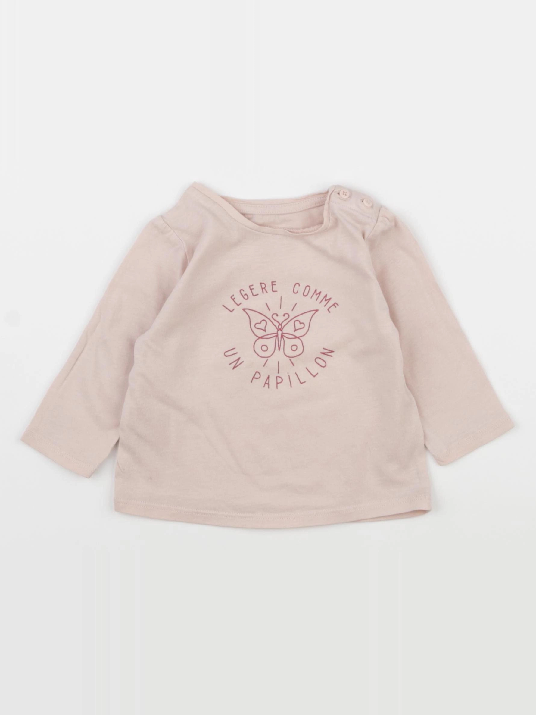 Vertbaudet - tee-shirt rose - 6 mois