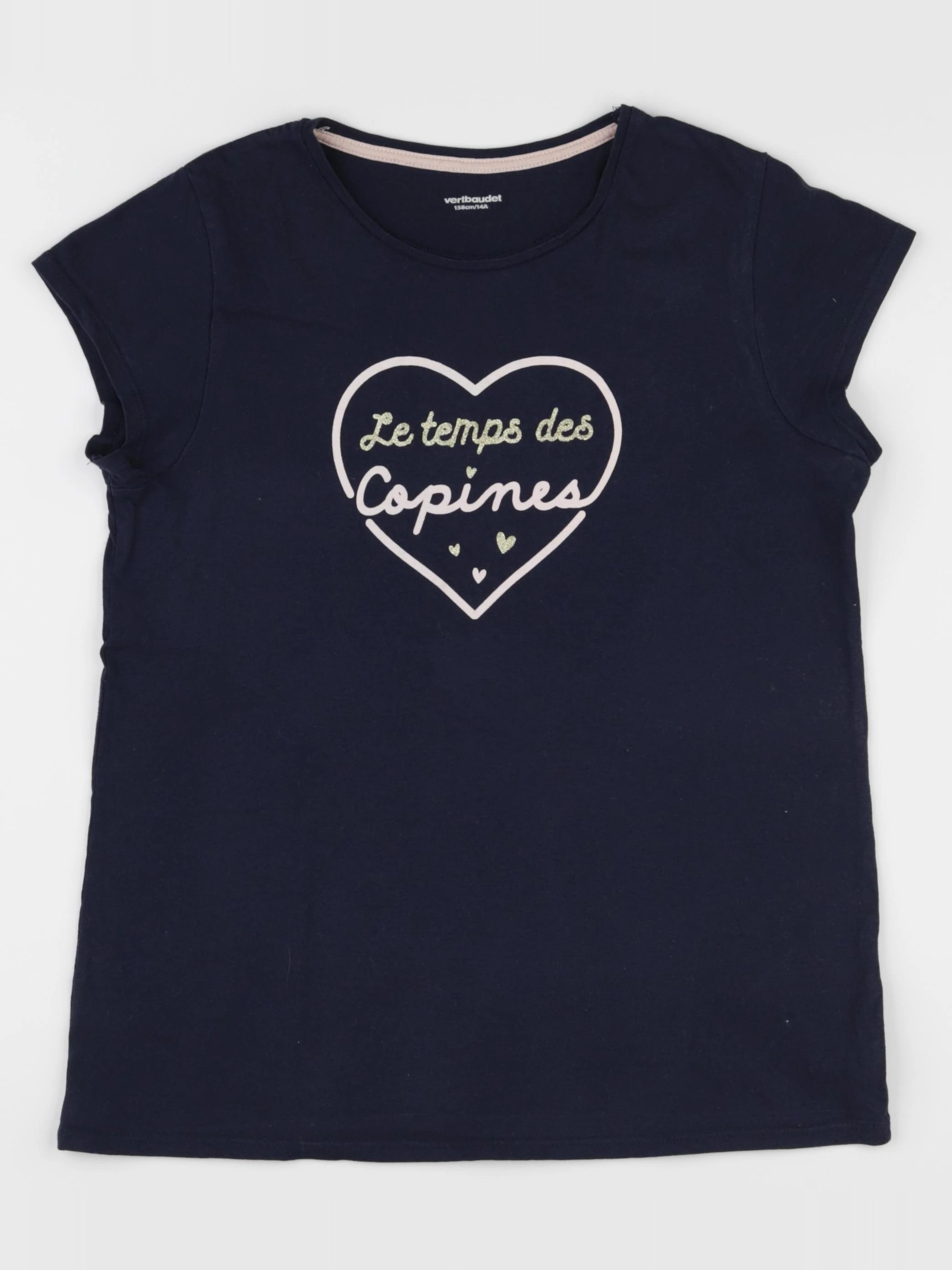 Vertbaudet - tee-shirt bleu, or - 14 ans