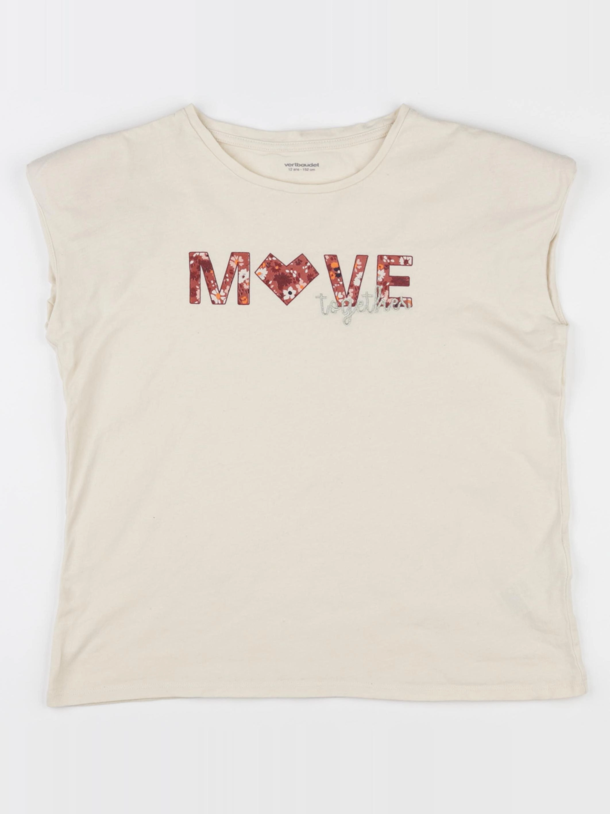 Vertbaudet - tee-shirt beige, or - 12 ans