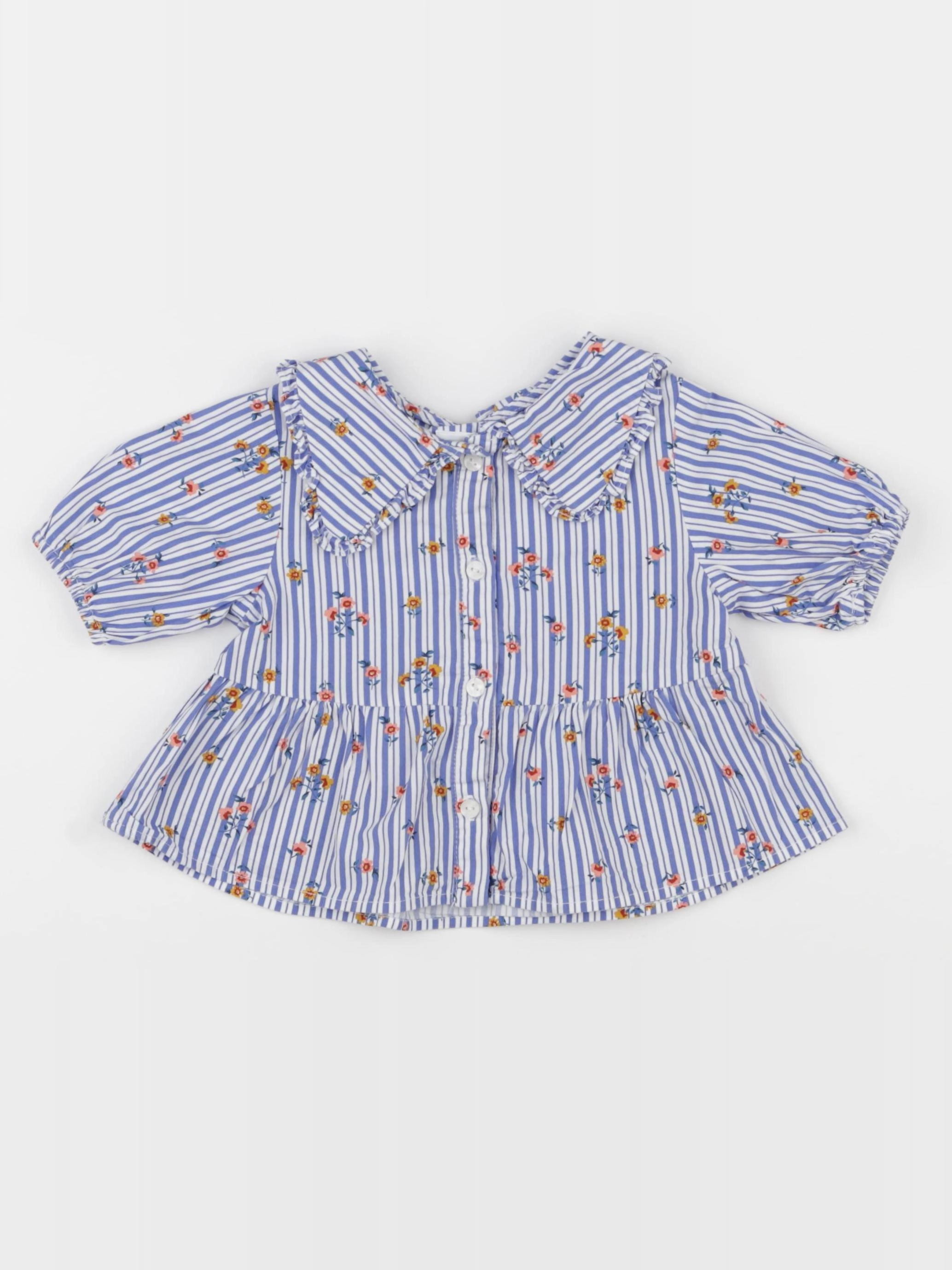 Zara - tee-shirt bleu, blanc - 18/24 mois