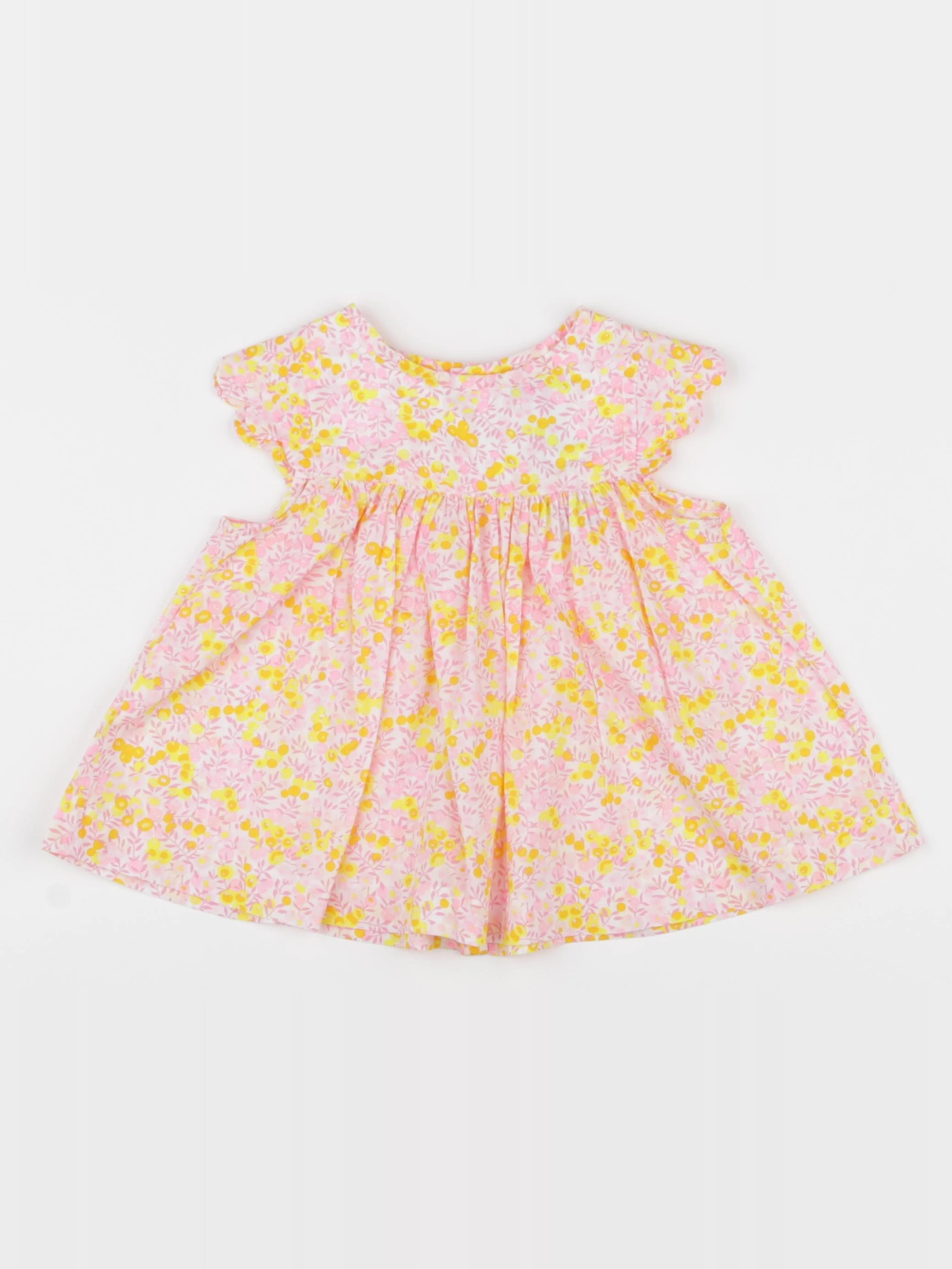 Jacadi - blouse liberty jaune, rose - 24 mois