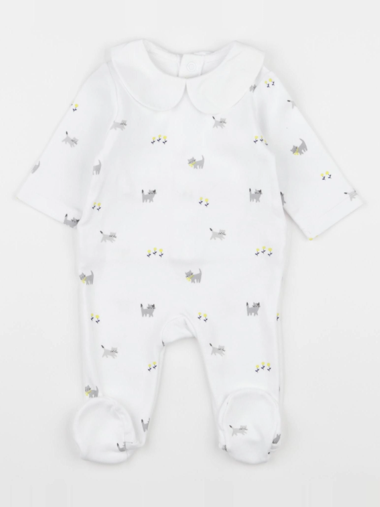 Jacadi - pyjama coton blanc, gris - 1 mois