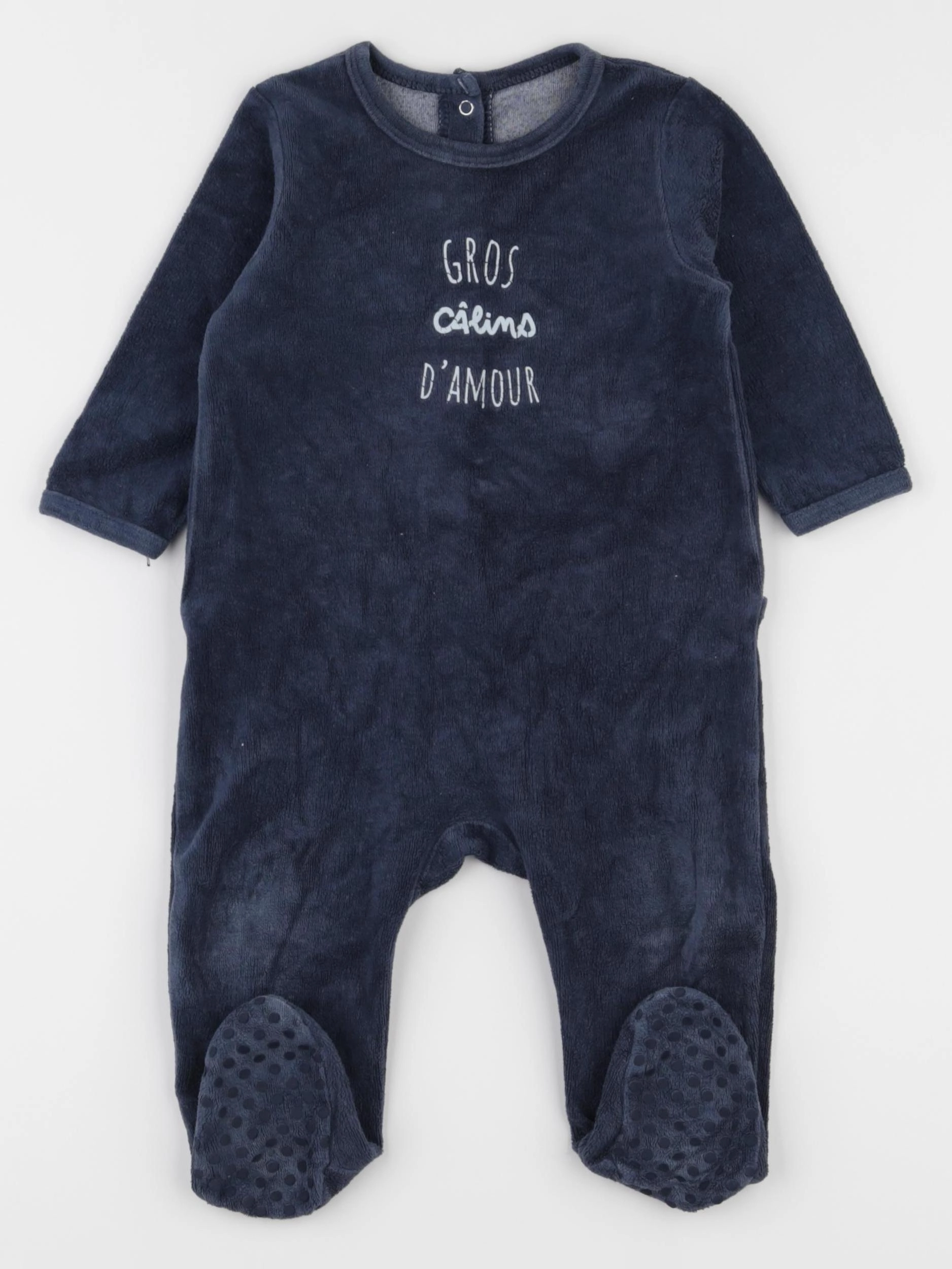 Vertbaudet - pyjama velours bleu - 9 mois