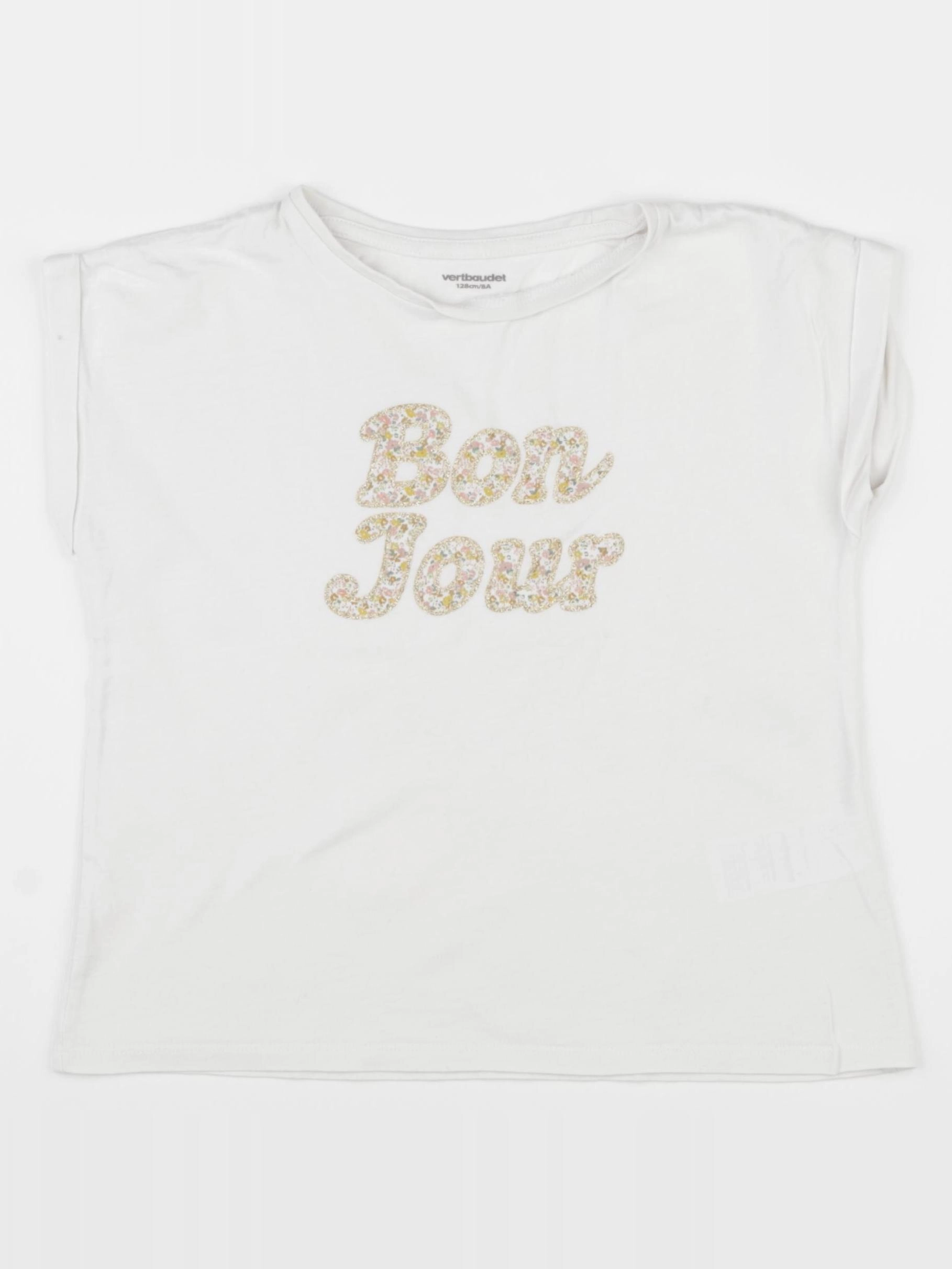Vertbaudet - tee-shirt blanc - 8 ans