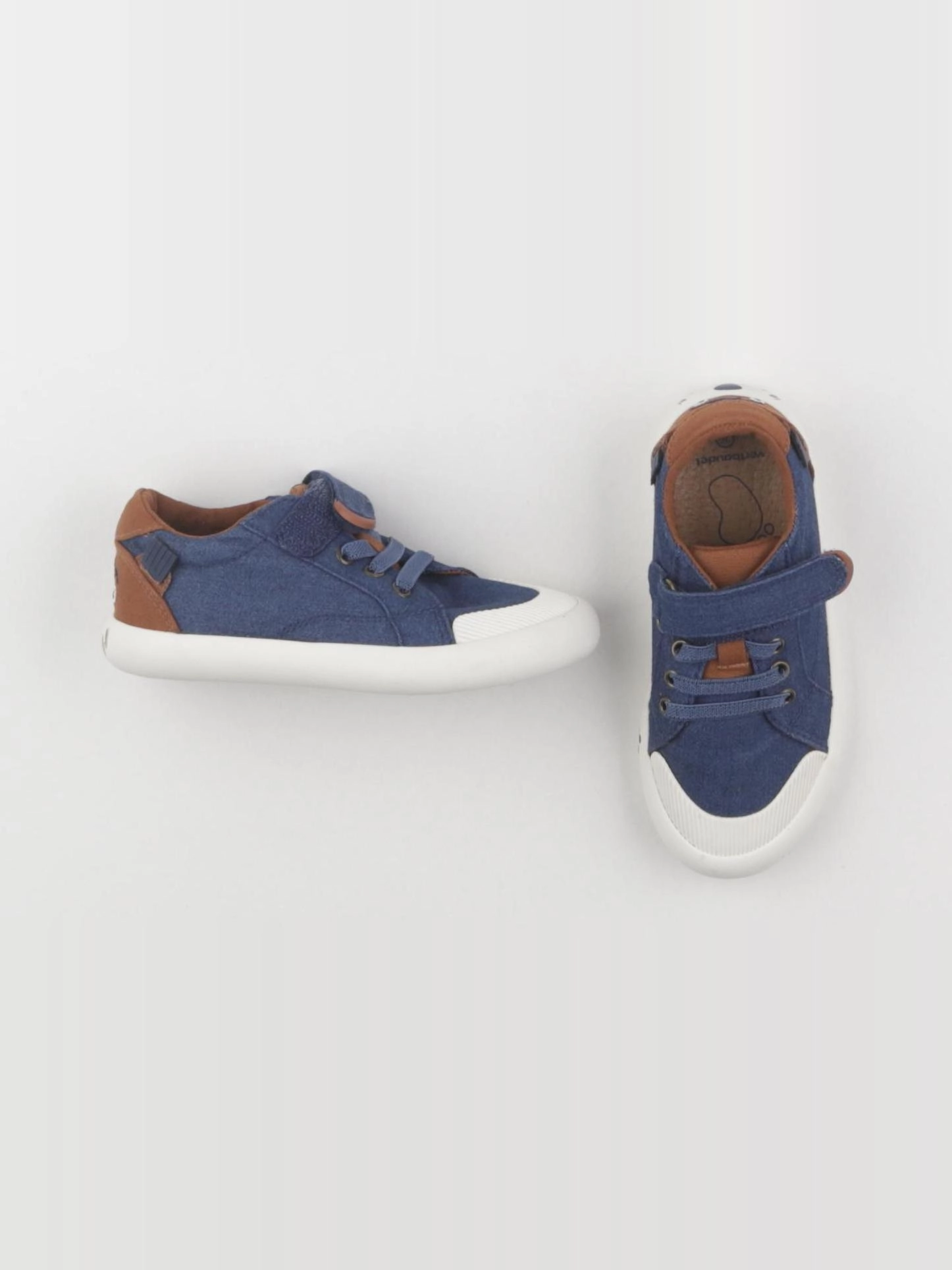Vertbaudet - tennis à scratch/ lacets bleu - pointure 26
