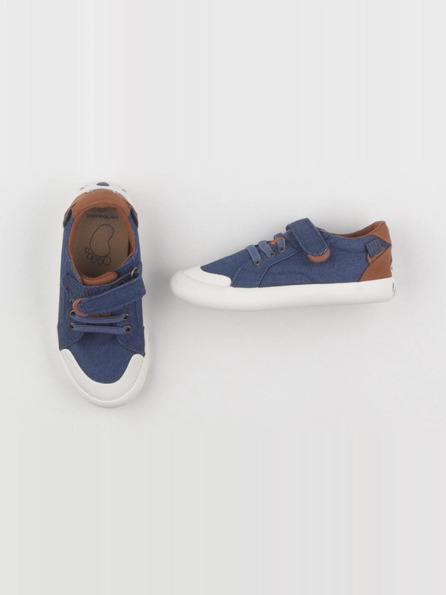 Vertbaudet - tennis à scratch/ lacets bleu - pointure 26