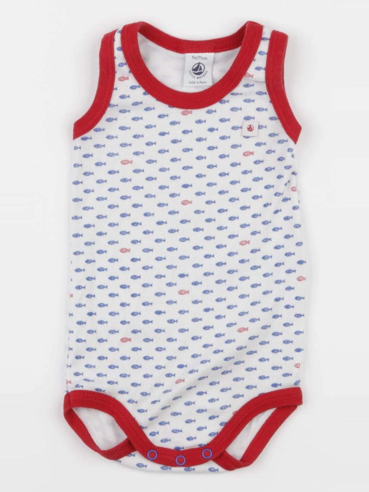 Petit Bateau - body blanc - 9 mois