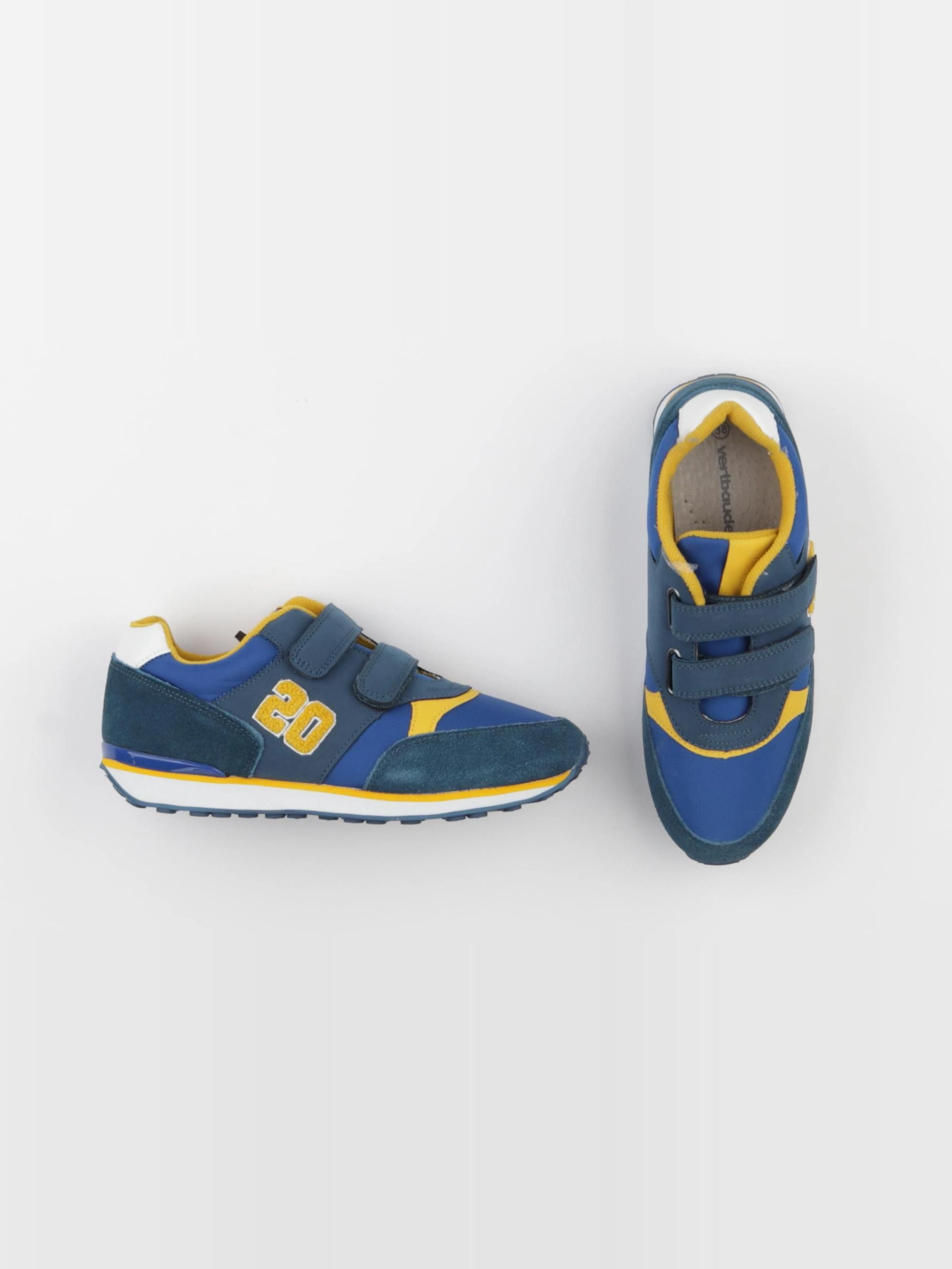 Vertbaudet - tennis à scratch/ lacets bleu, jaune - pointure 36