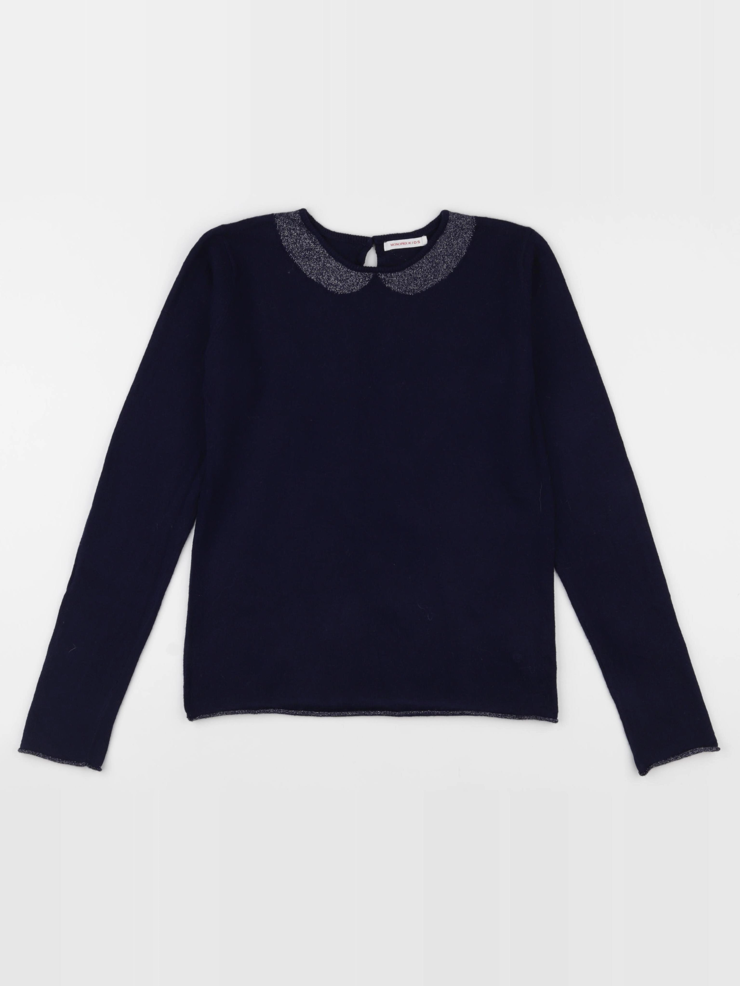 Monoprix - pull bleu, argent - 14 ans