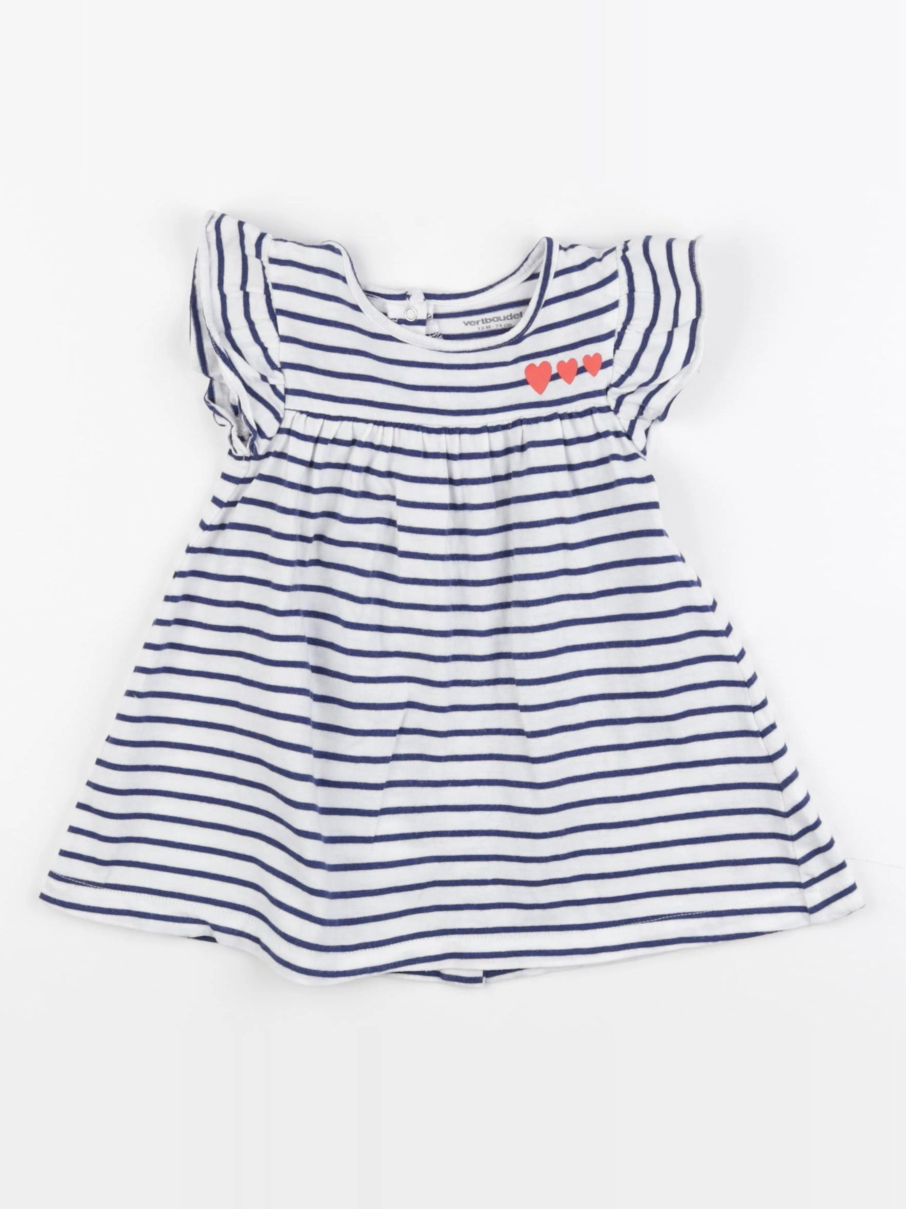 Vertbaudet - robe bleu, blanc - 12 mois