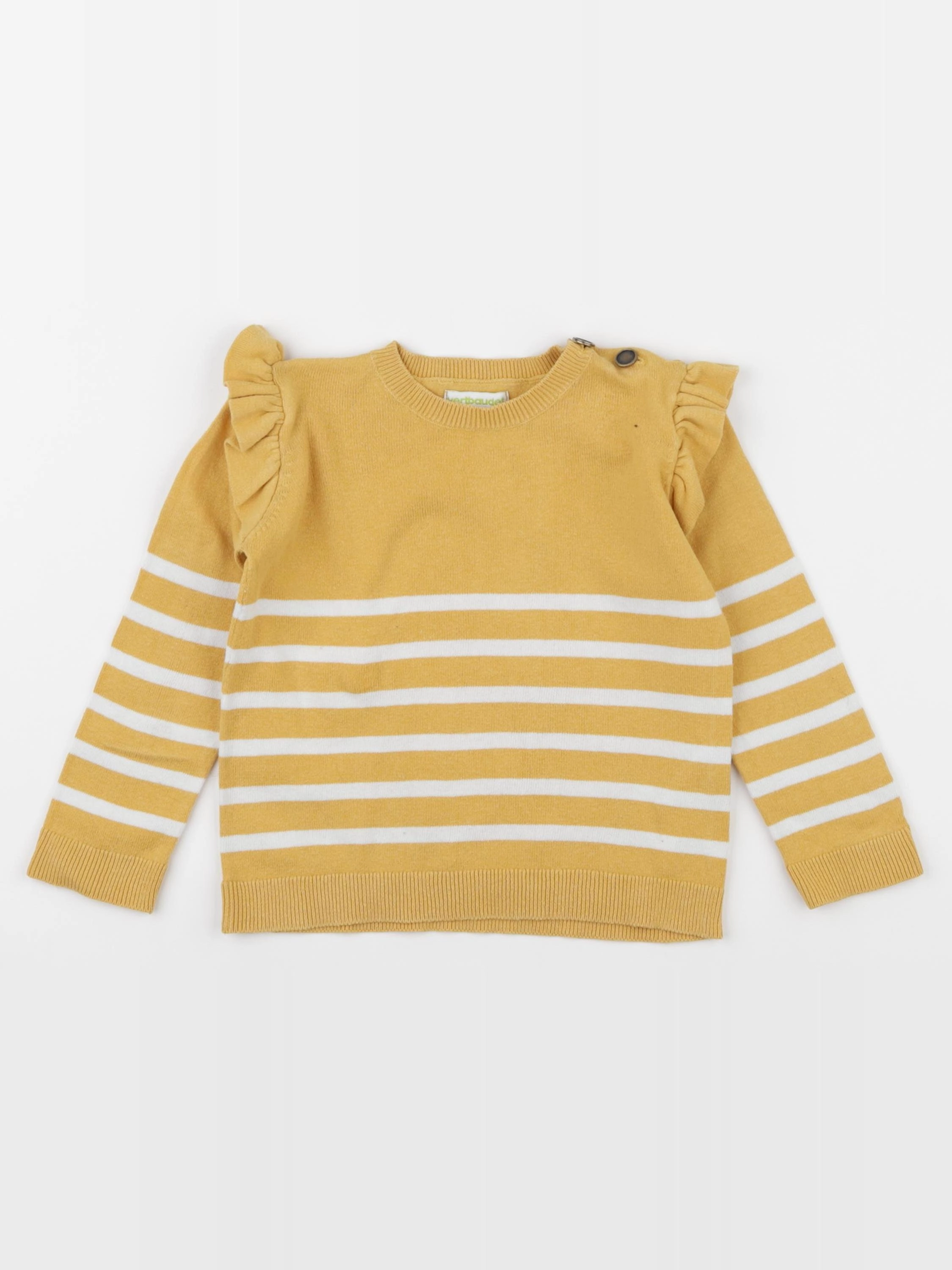 Vertbaudet - pull jaune, blanc - 3 ans