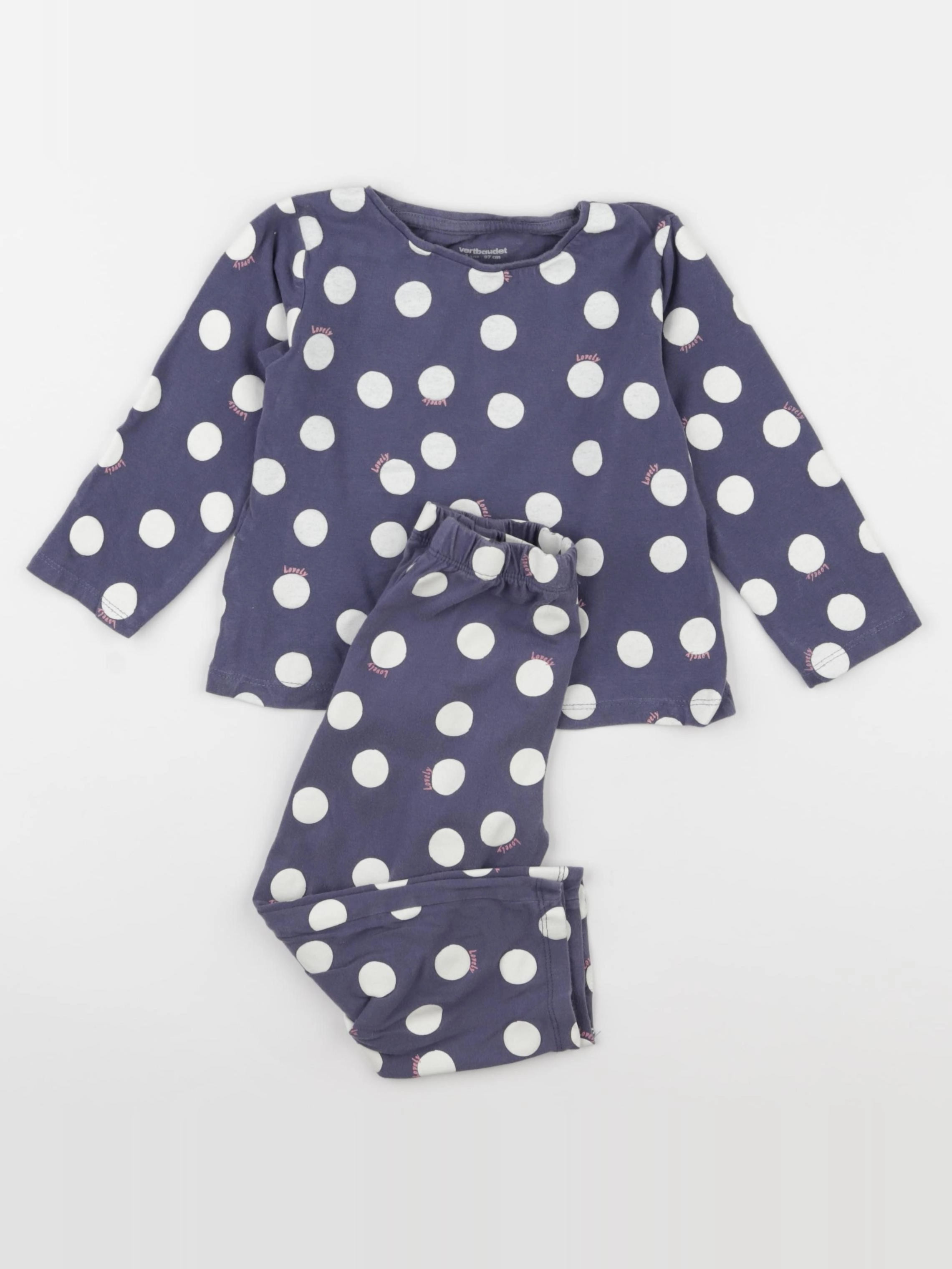 Vertbaudet - pyjama coton bleu, blanc - 3 ans