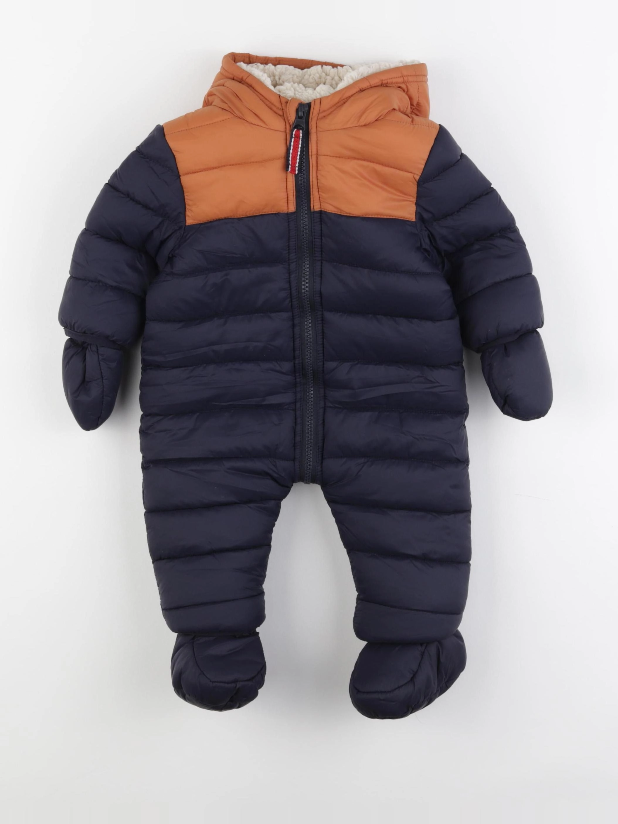 Vertbaudet - combi-pilote bleu, marron - 3 mois