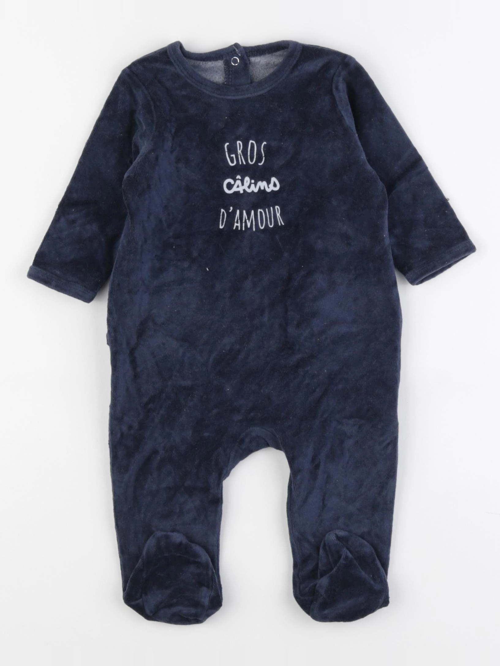Vertbaudet - pyjama velours bleu - 6 mois