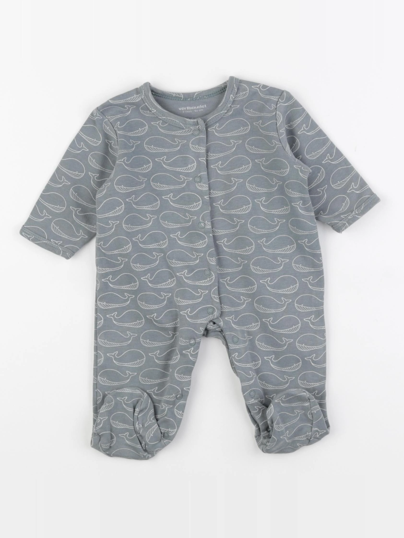 Vertbaudet - pyjama coton vert - 3 mois