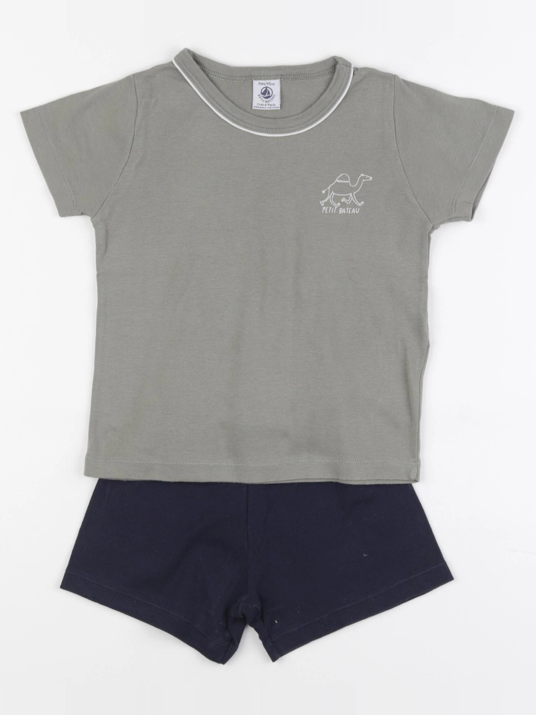 Petit Bateau - pyjama coton bleu, vert - 3 ans