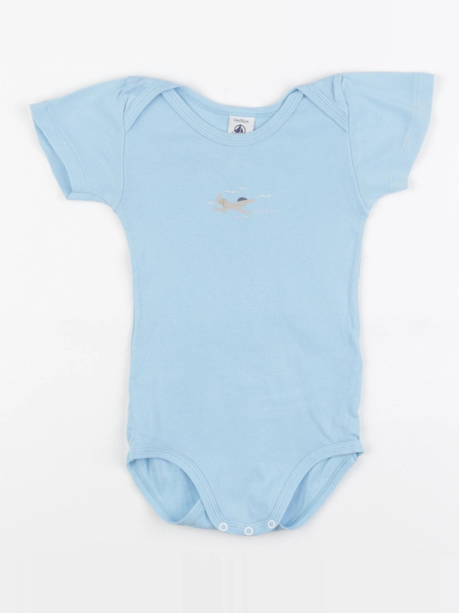 Petit Bateau - body bleu - 24 mois