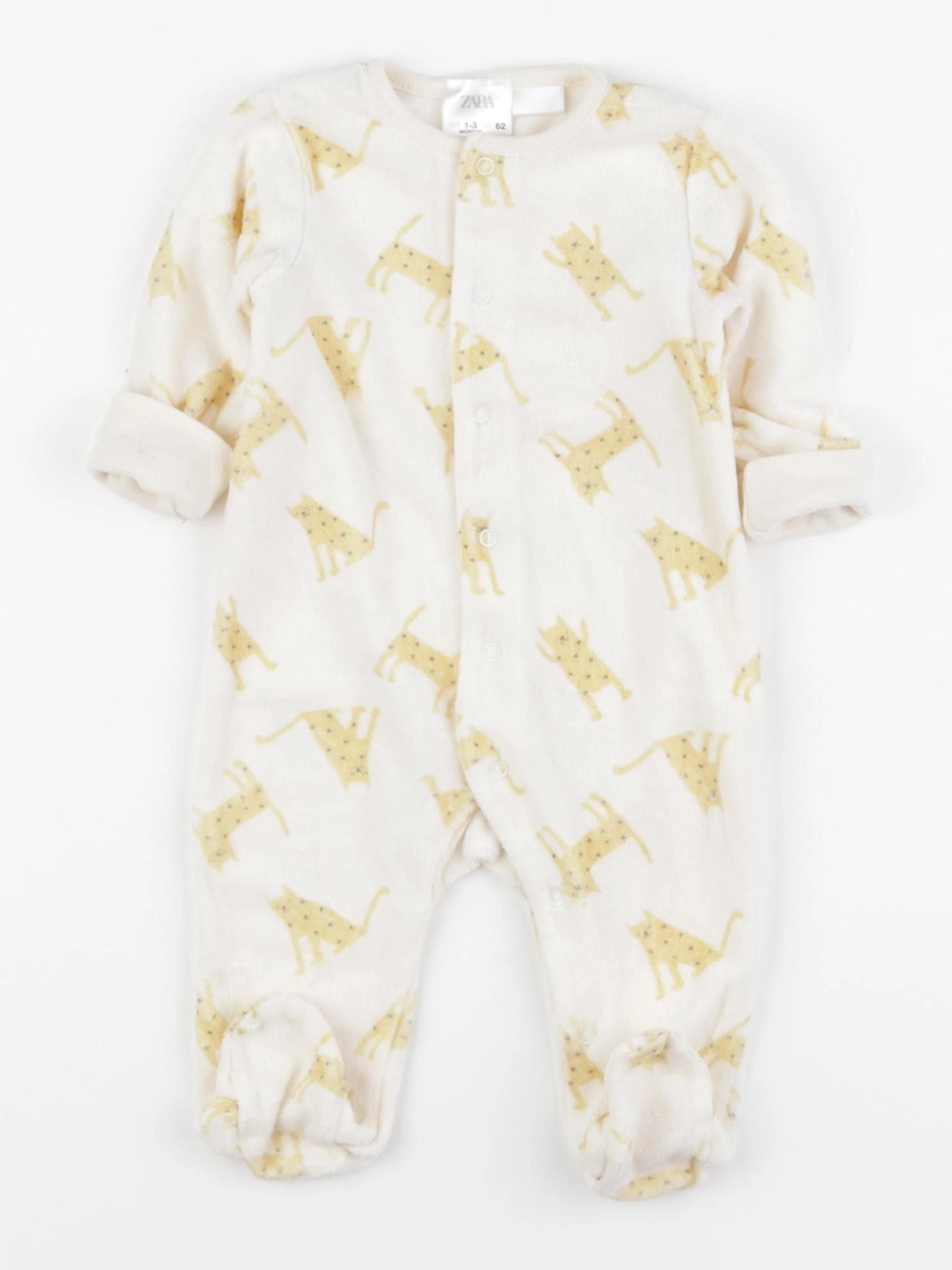 Zara - pyjama velours beige - 1/3 mois