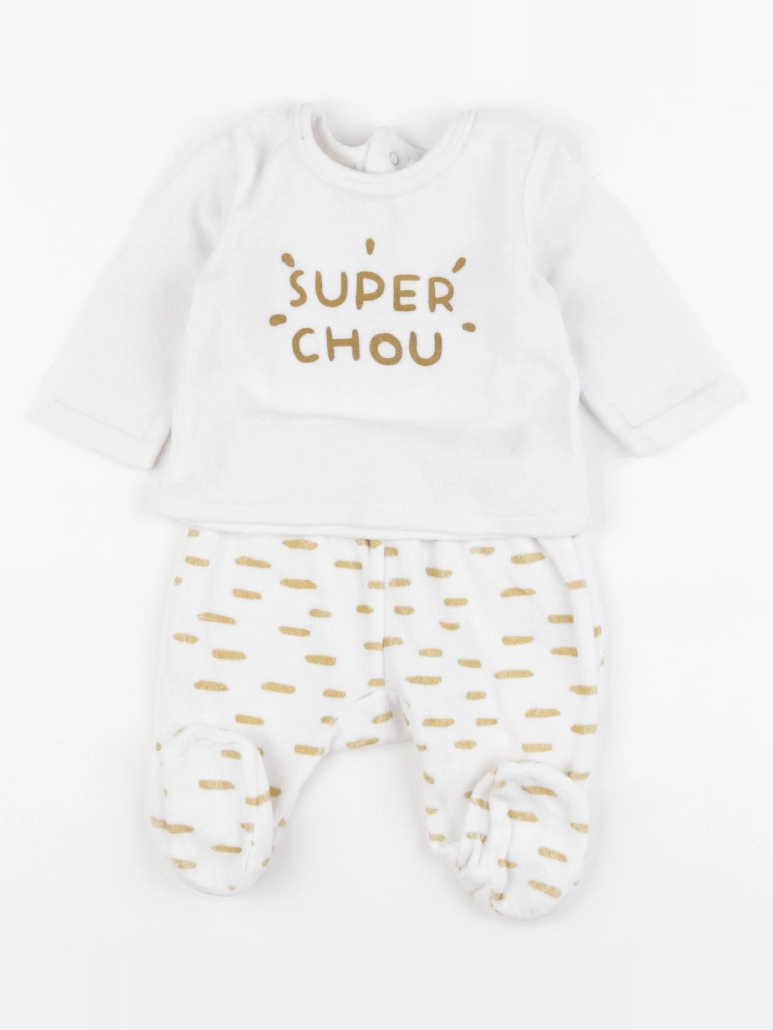 La Redoute - pyjama velours blanc - 1 mois