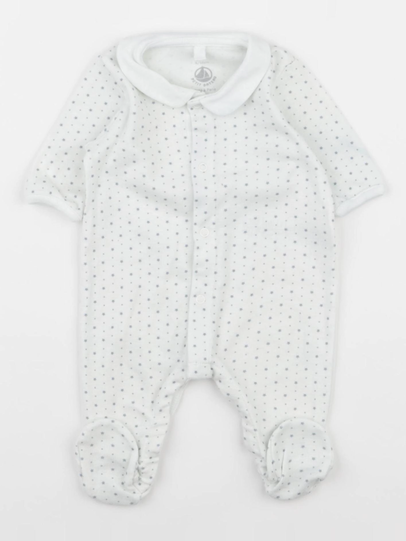 Petit Bateau - pyjama coton blanc, bleu - 0 mois