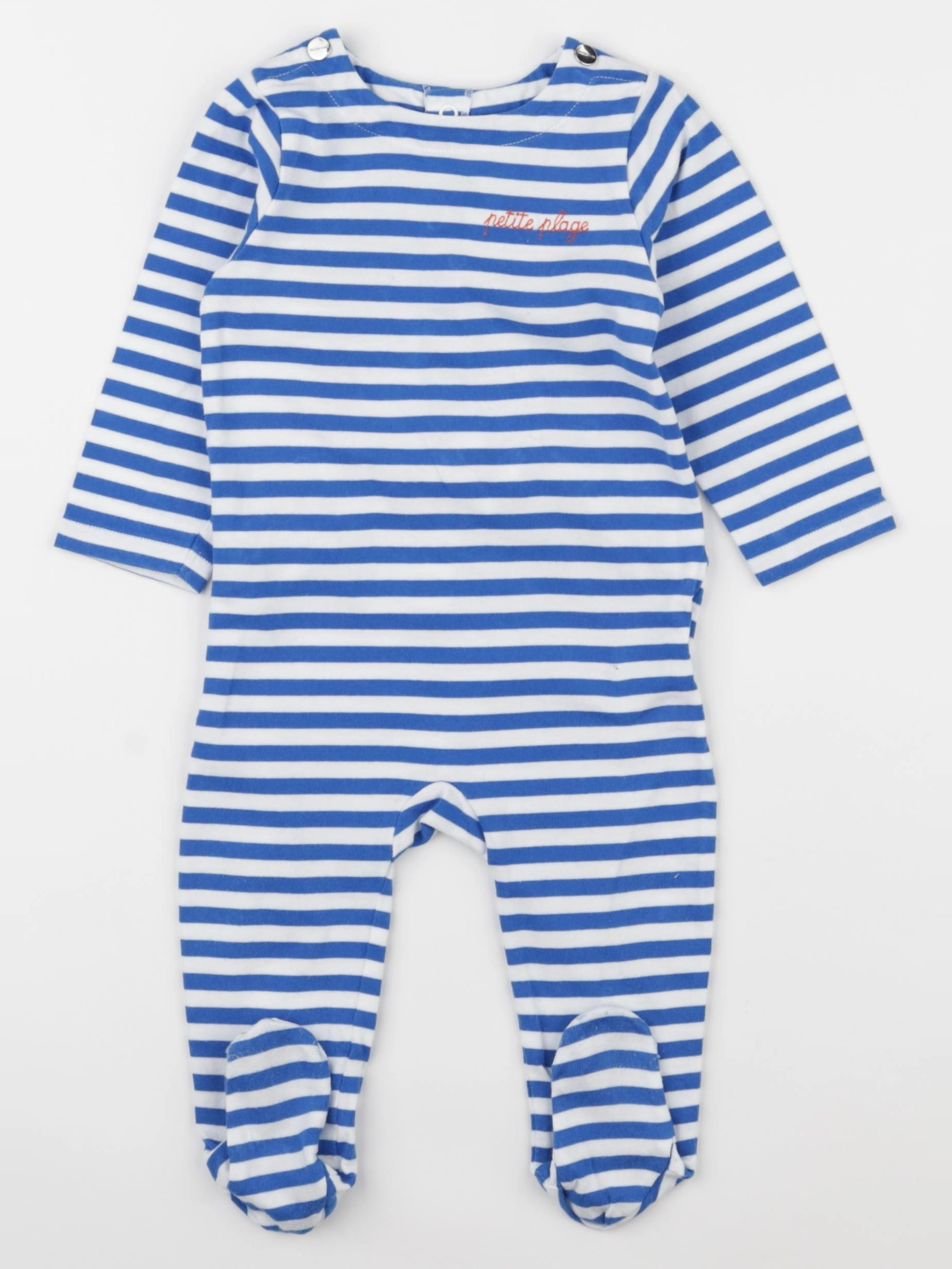 Jacadi - pyjama coton blanc, bleu - 12 mois