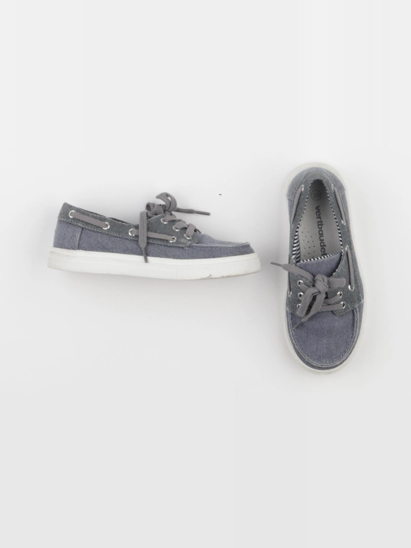 Vertbaudet - tennis à scratch/ lacets bleu, gris - pointure 29