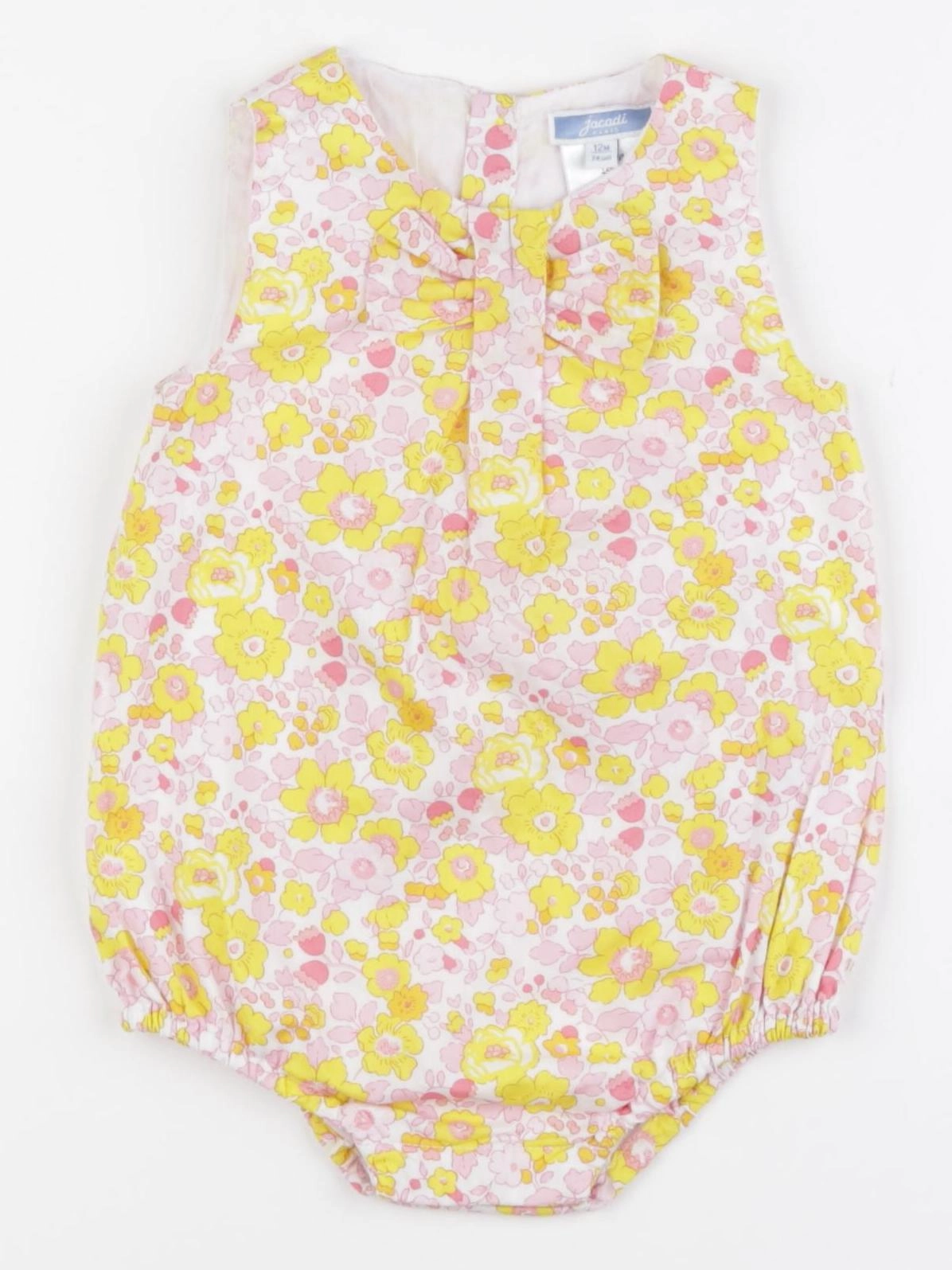 Jacadi - combinaison liberty jaune, rose - 12 mois