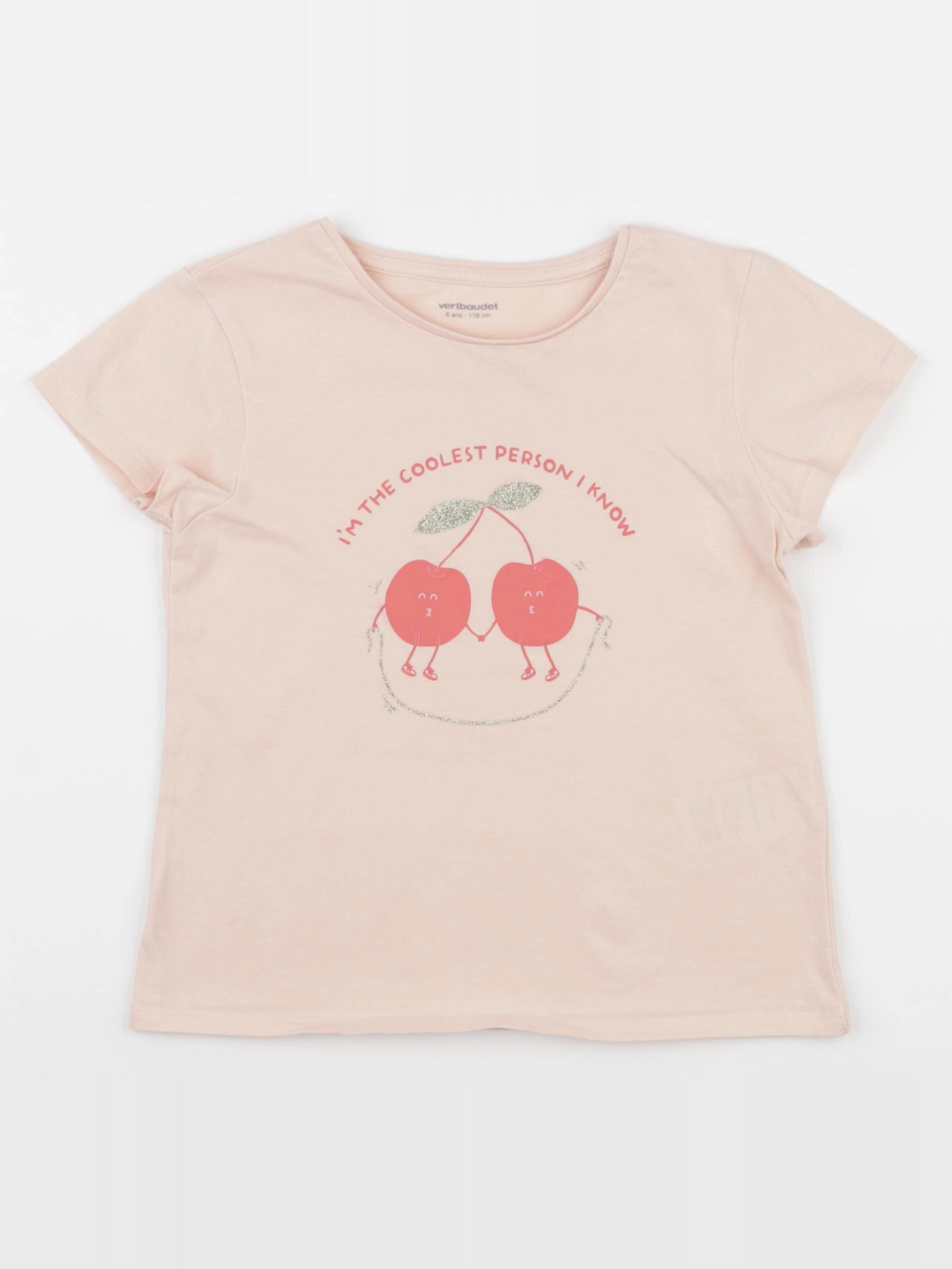Vertbaudet - tee-shirt rose - 6/7 ans
