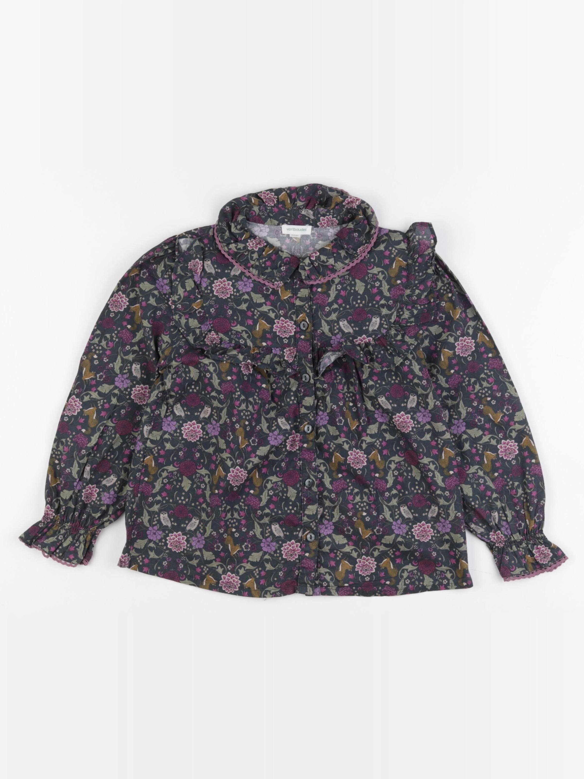 Vertbaudet - blouse vert, violet - 6 ans
