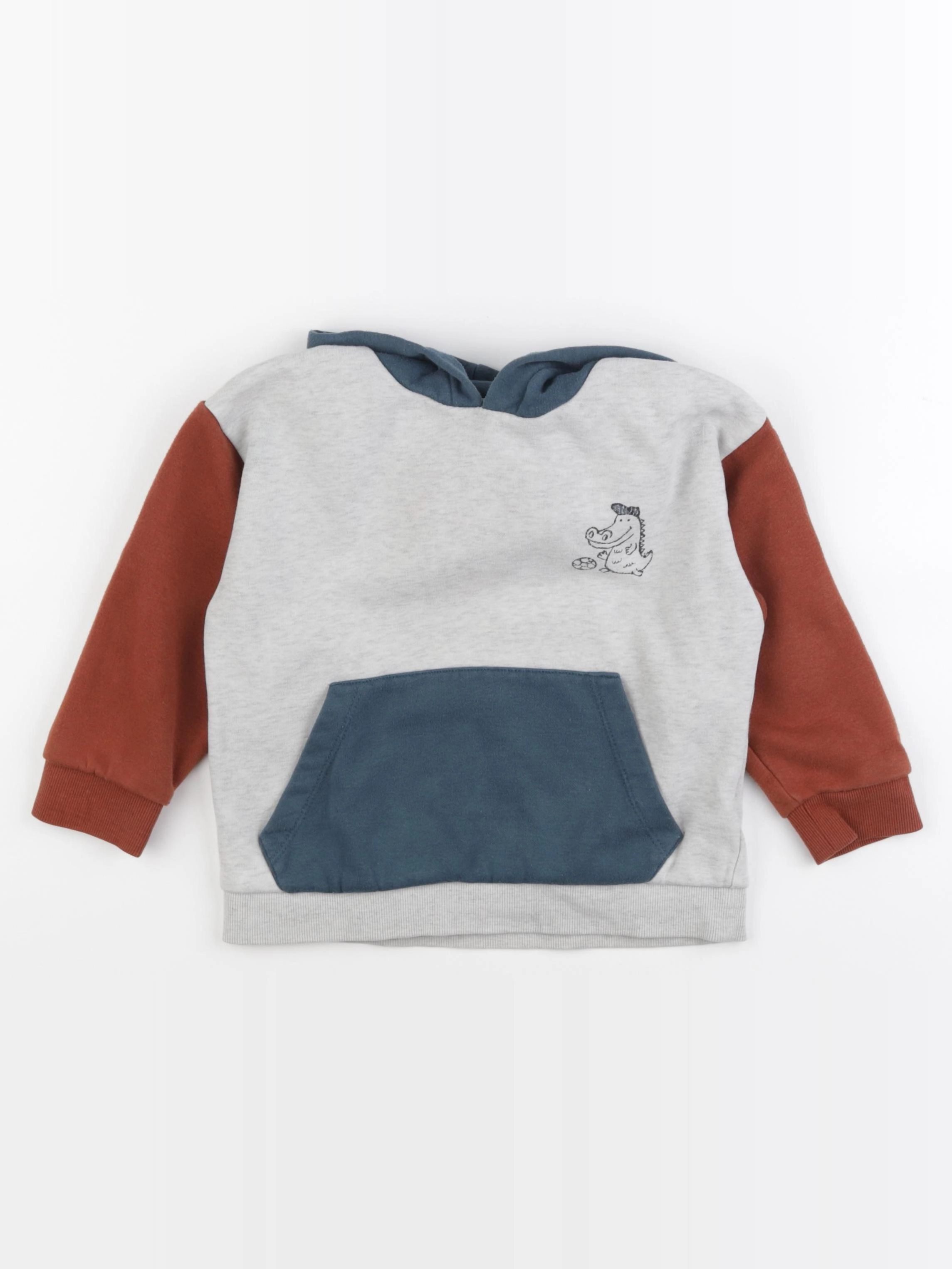 Vertbaudet - sweat gris, bleu, marron - 5 ans