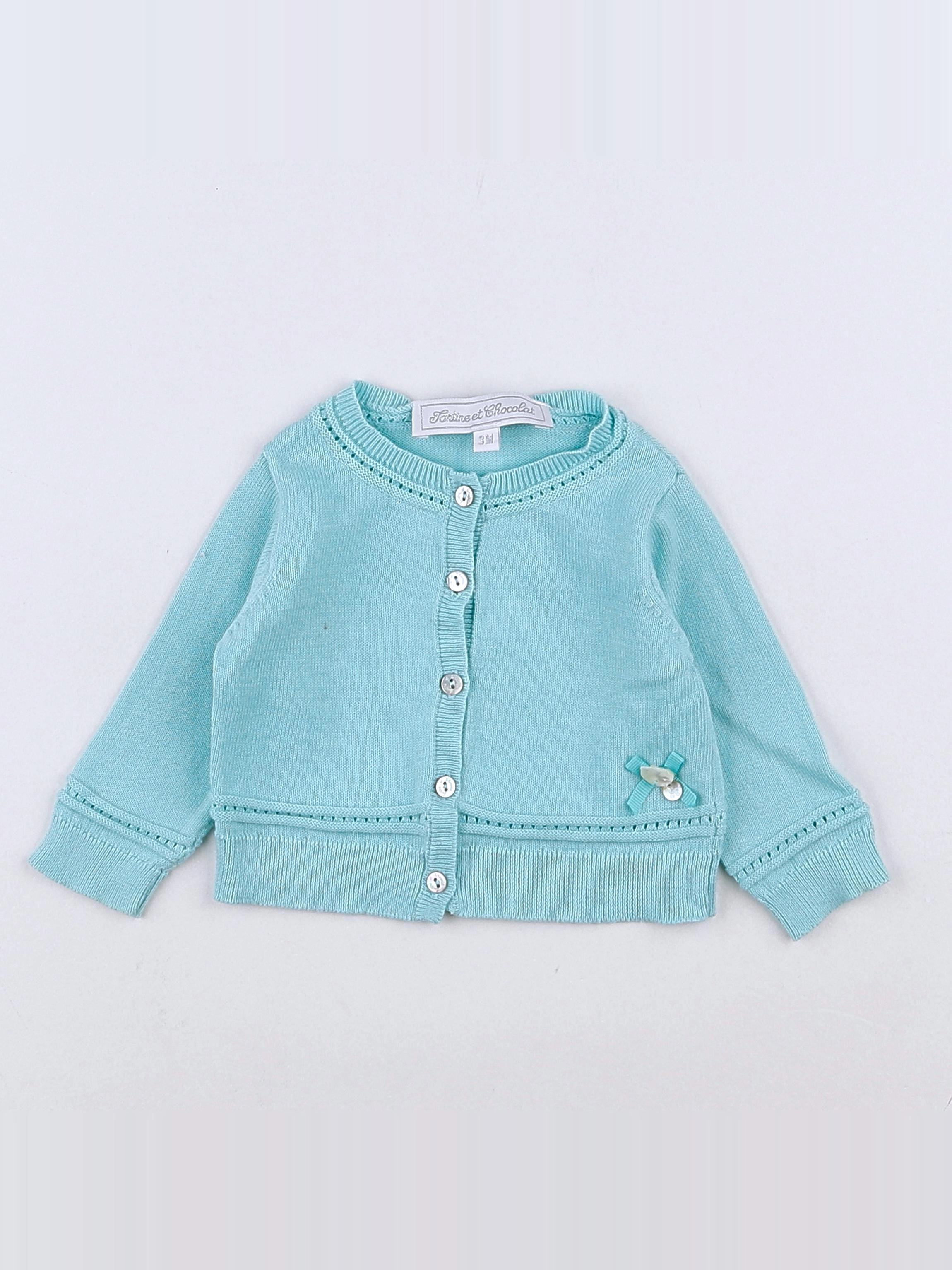 Tartine & Chocolat - gilet bleu - 3 mois