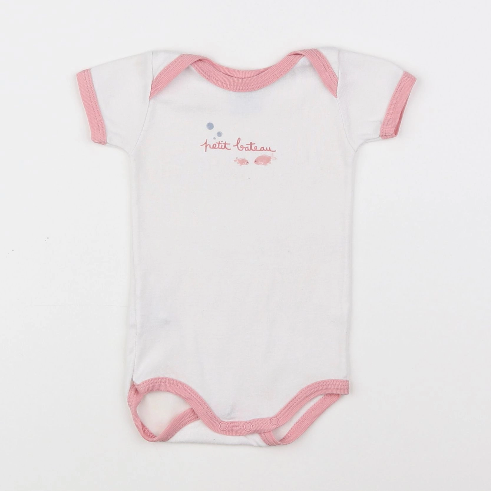 Petit Bateau - body blanc, rose - 3 mois