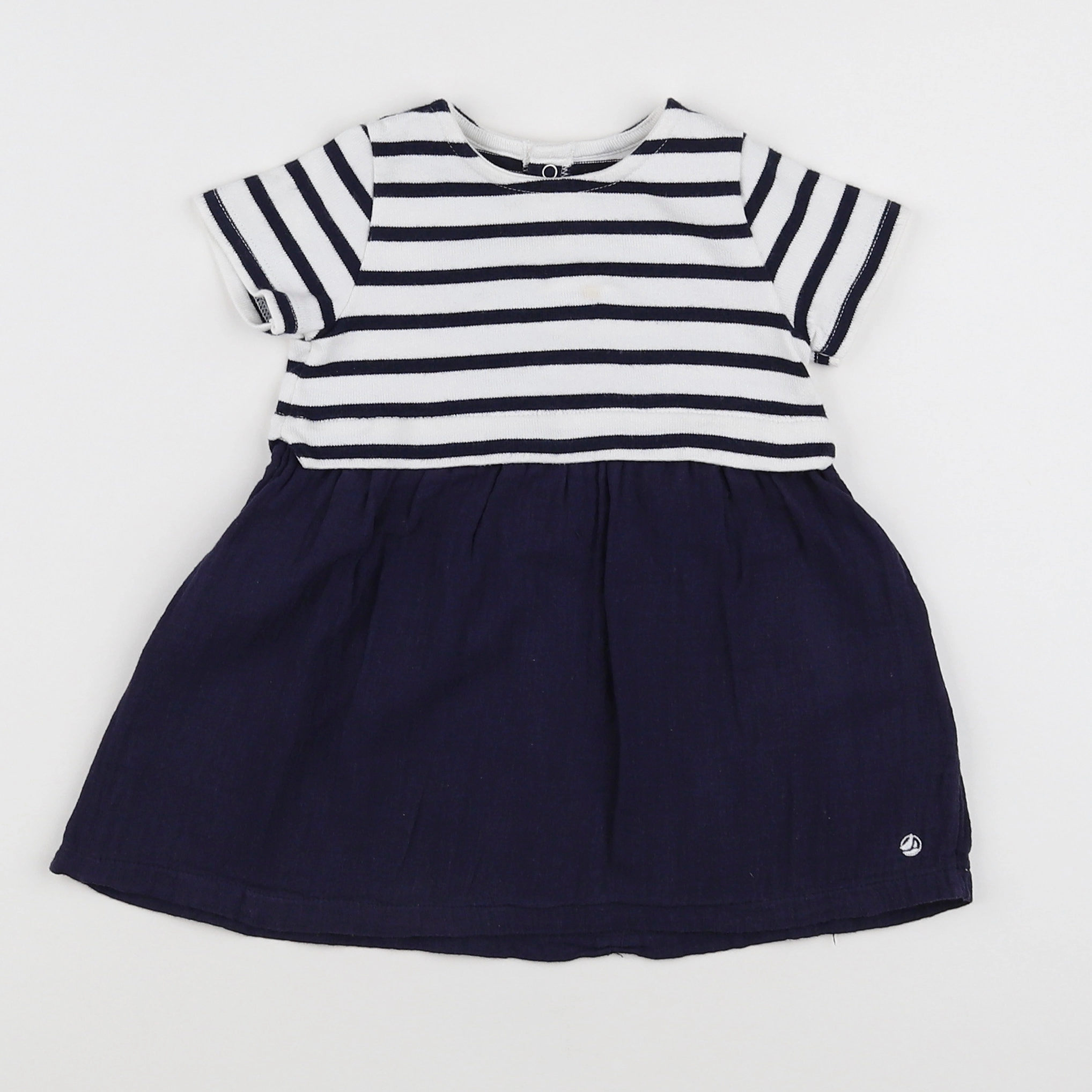 Petit Bateau - robe blanc, bleu - 12 mois