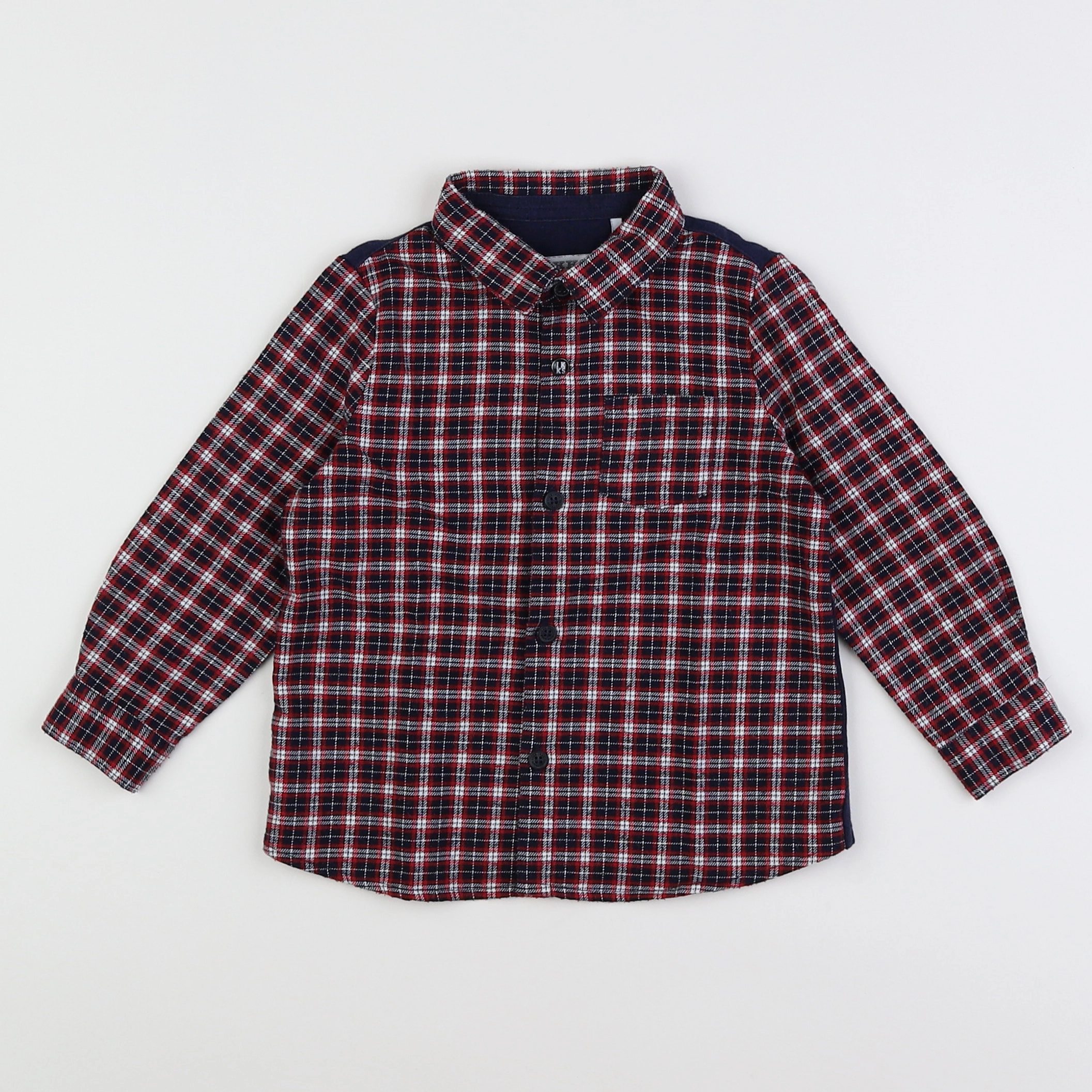 IKKS - chemise rouge, bleu - 18 mois