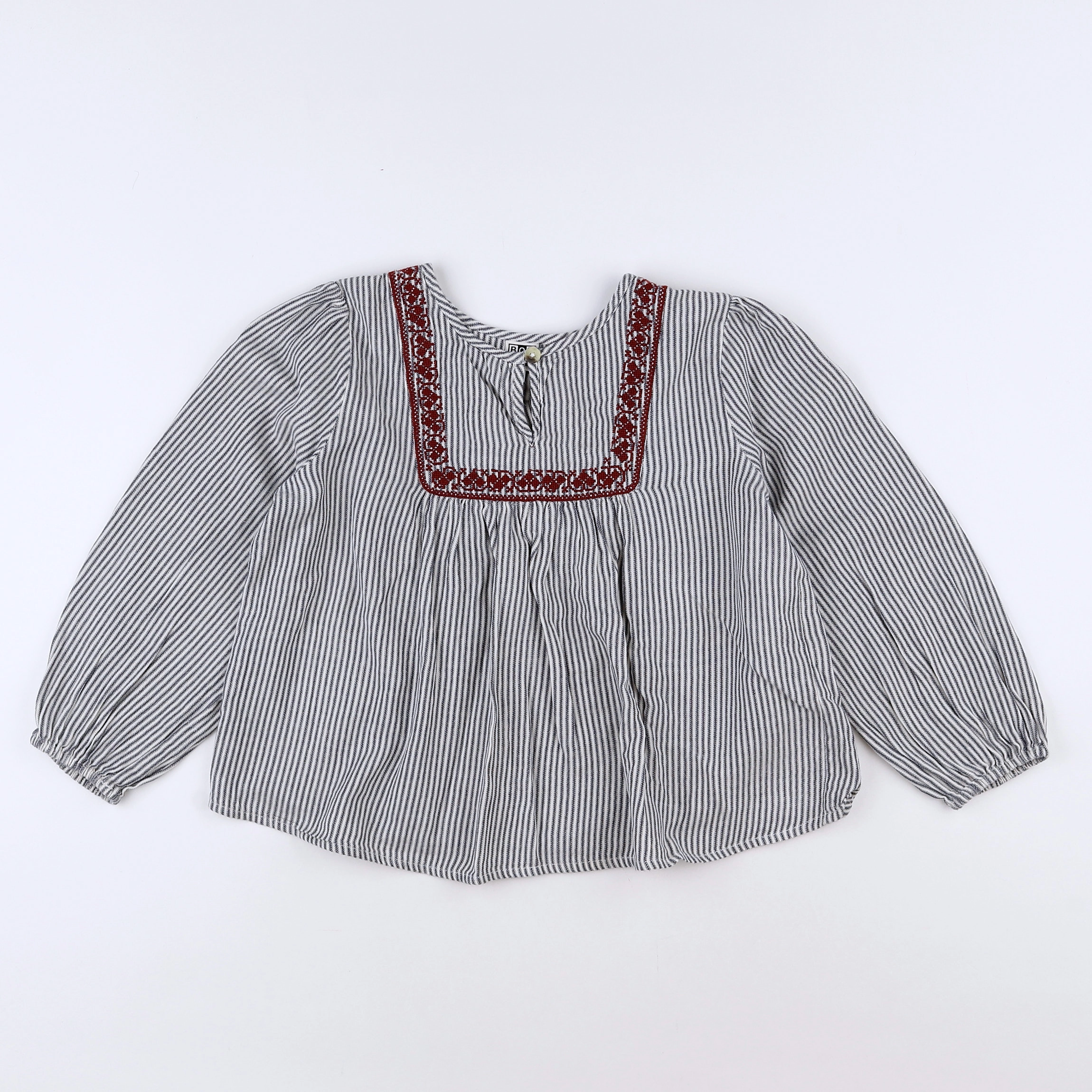 Bonton - blouse blanc, gris, rouge - 6 ans