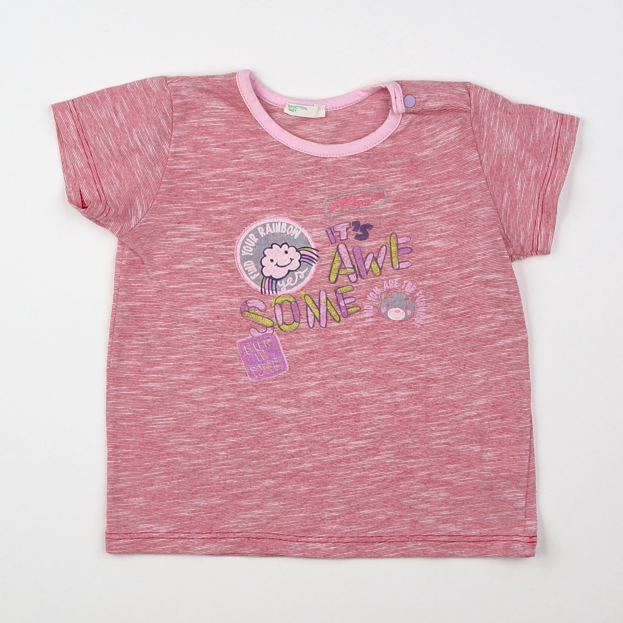 Benetton - tee-shirt rose - 9/12 mois